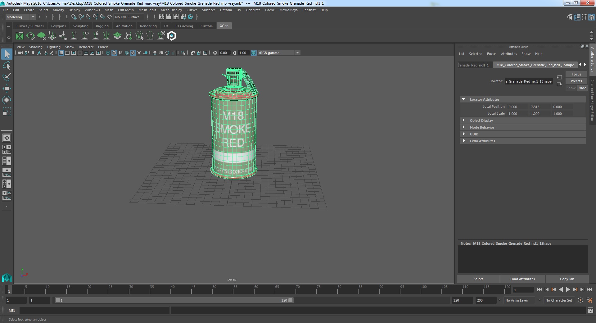 M18 Colored Smoke Grenade Red 3D model