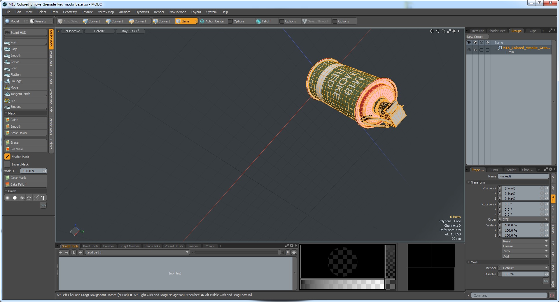 M18 Colored Smoke Grenade Red 3D model
