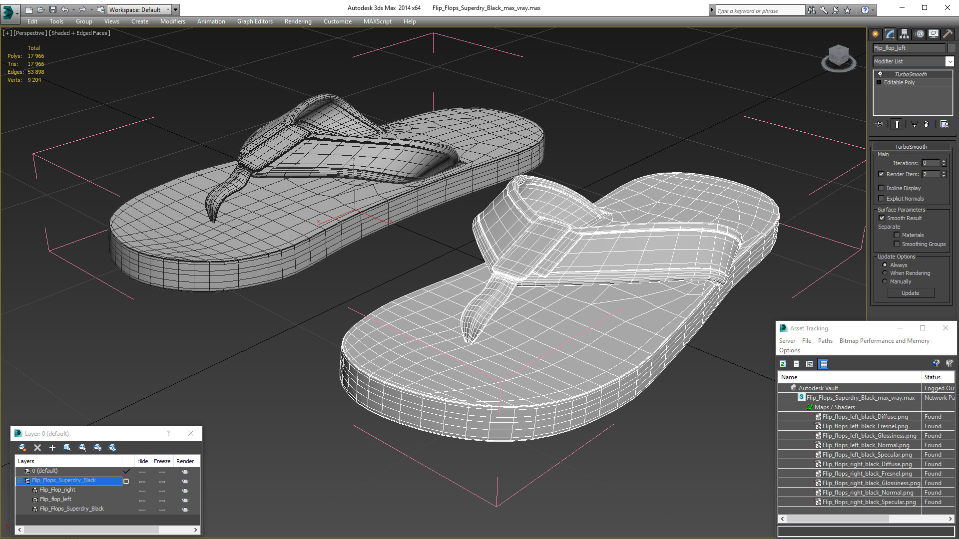 3D model Flip Flops Superdry Black