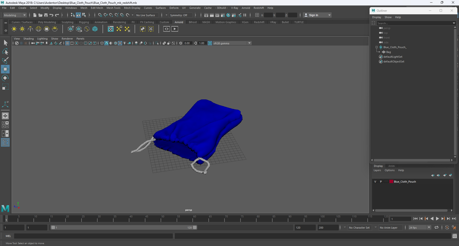 3D Blue Cloth Pouch