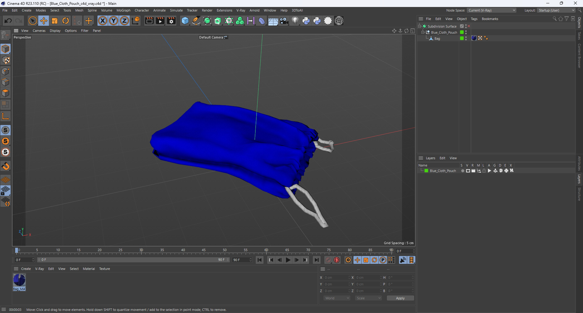 3D Blue Cloth Pouch