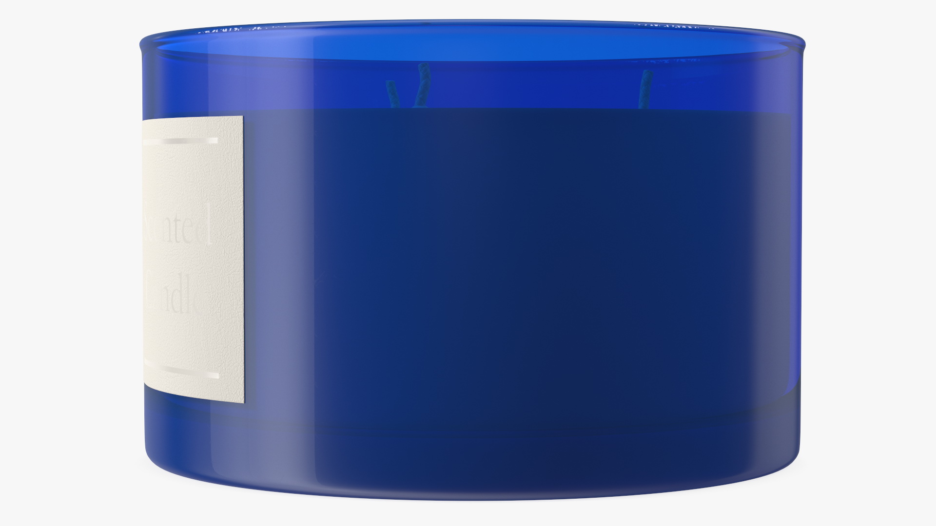 Scented Candle Blue with Label and 3 Wicks 3D