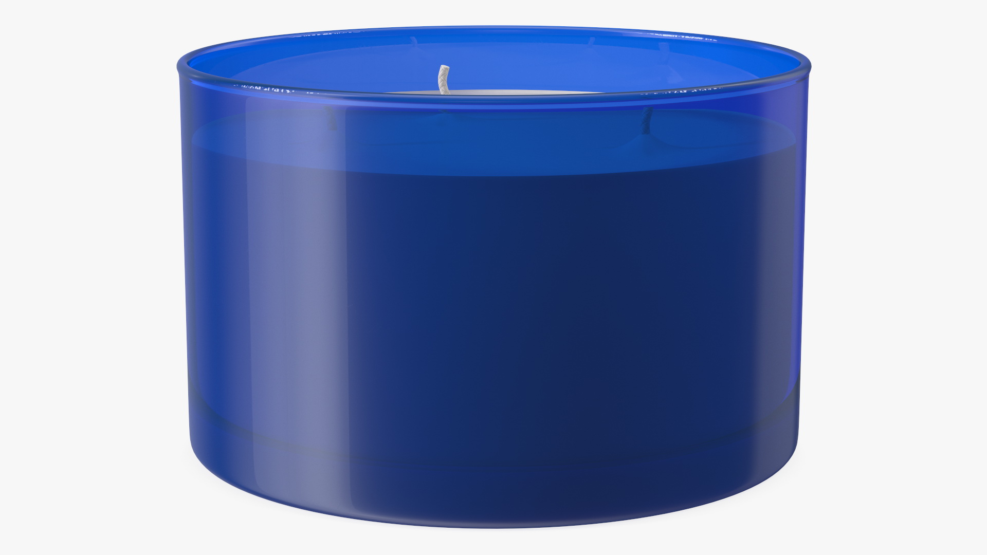 Scented Candle Blue with Label and 3 Wicks 3D
