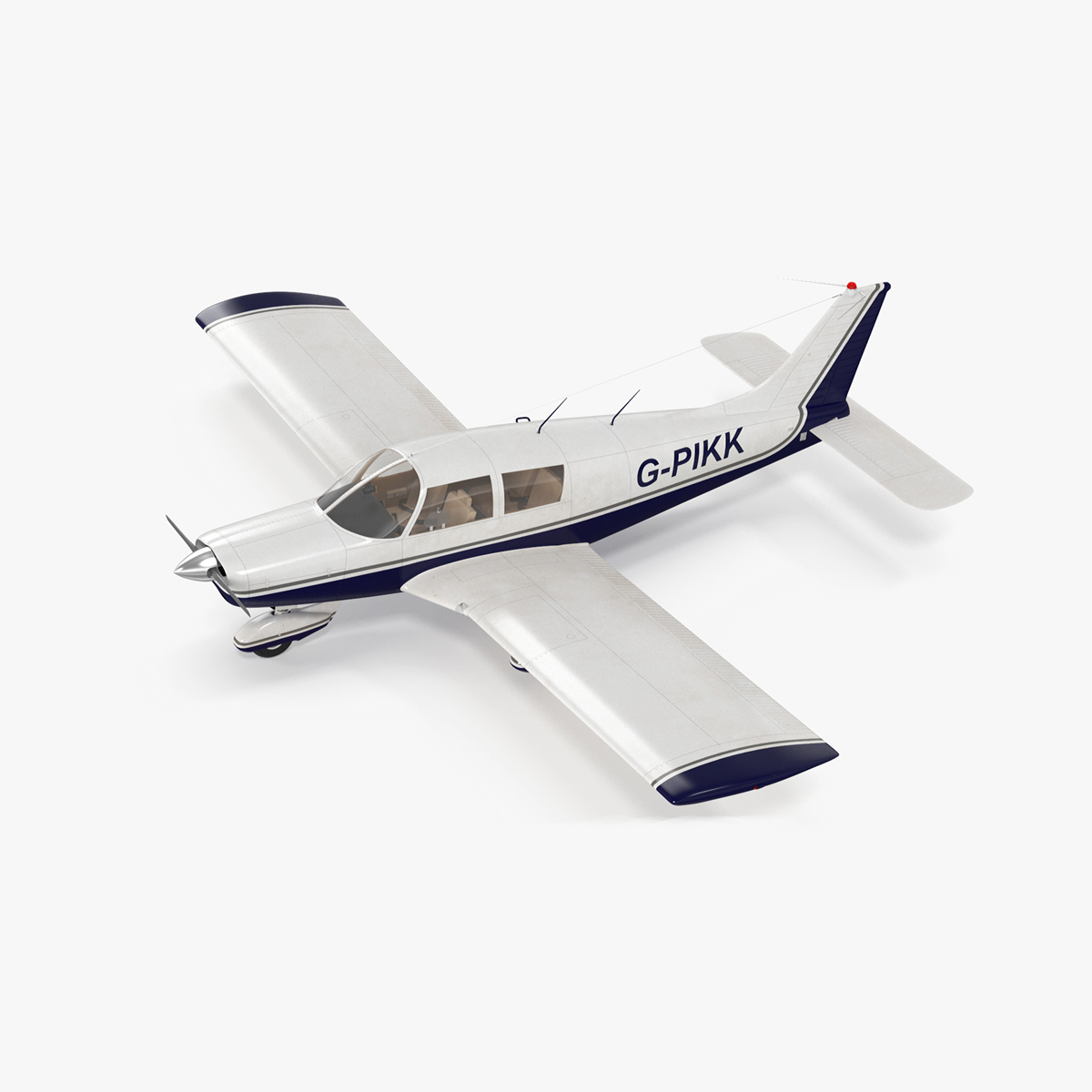 Four Seat Light Aircraft Piper PA-28 Rigged for Cinema 4D 3D