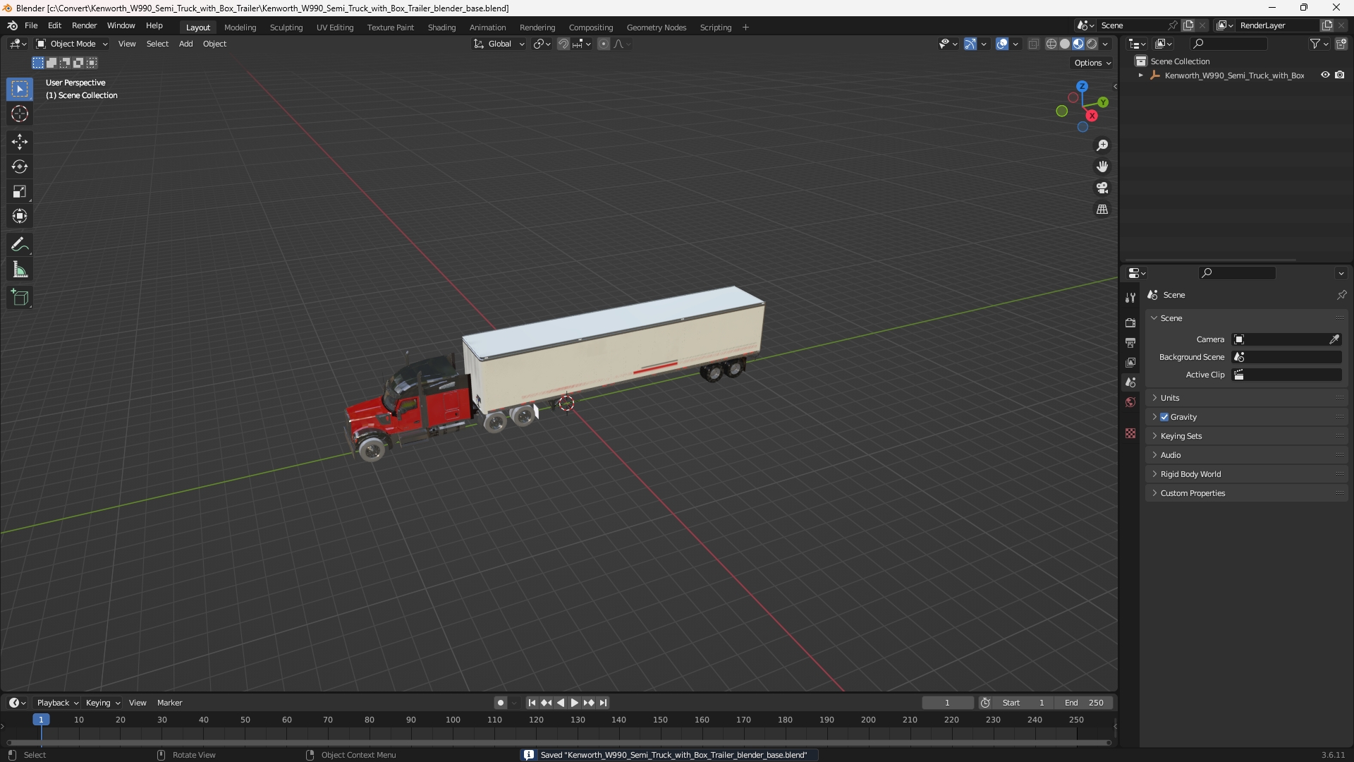 Kenworth W990 Semi Truck with Box Trailer - view 10