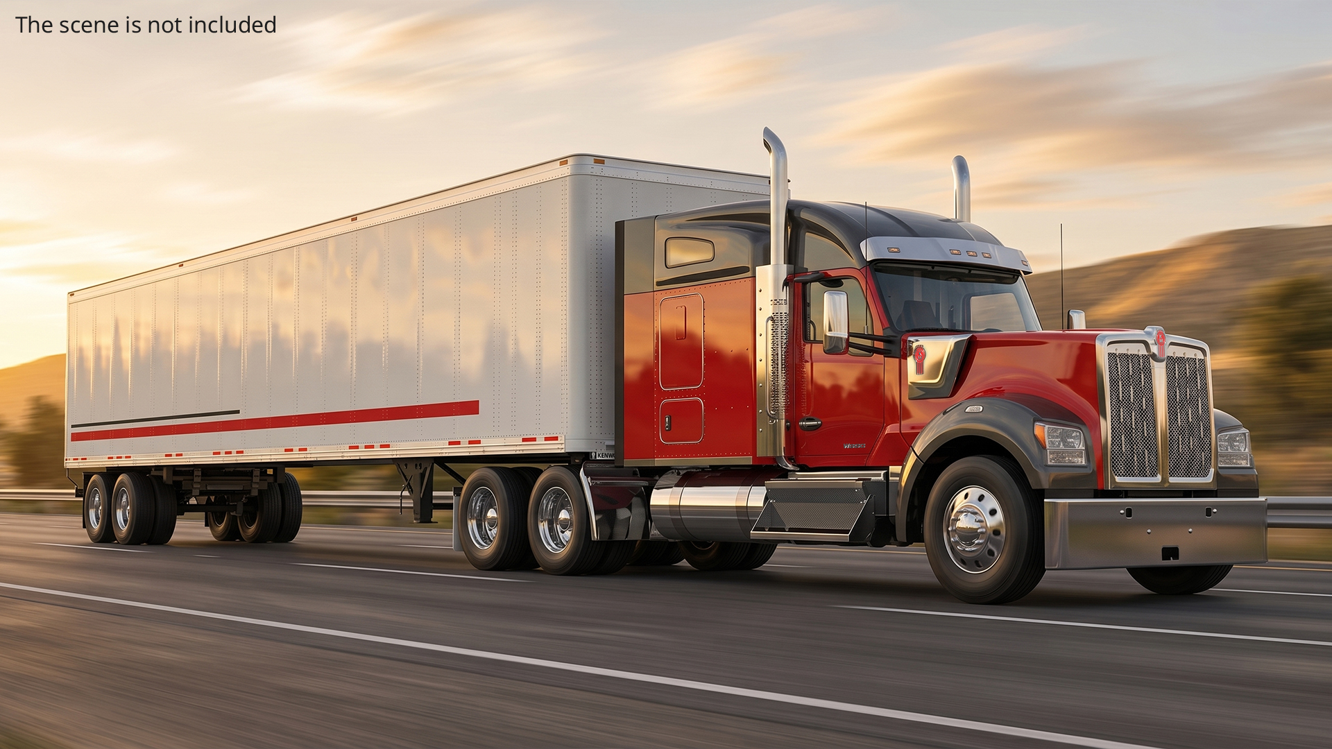 Kenworth W990 Semi Truck with Box Trailer - view 3
