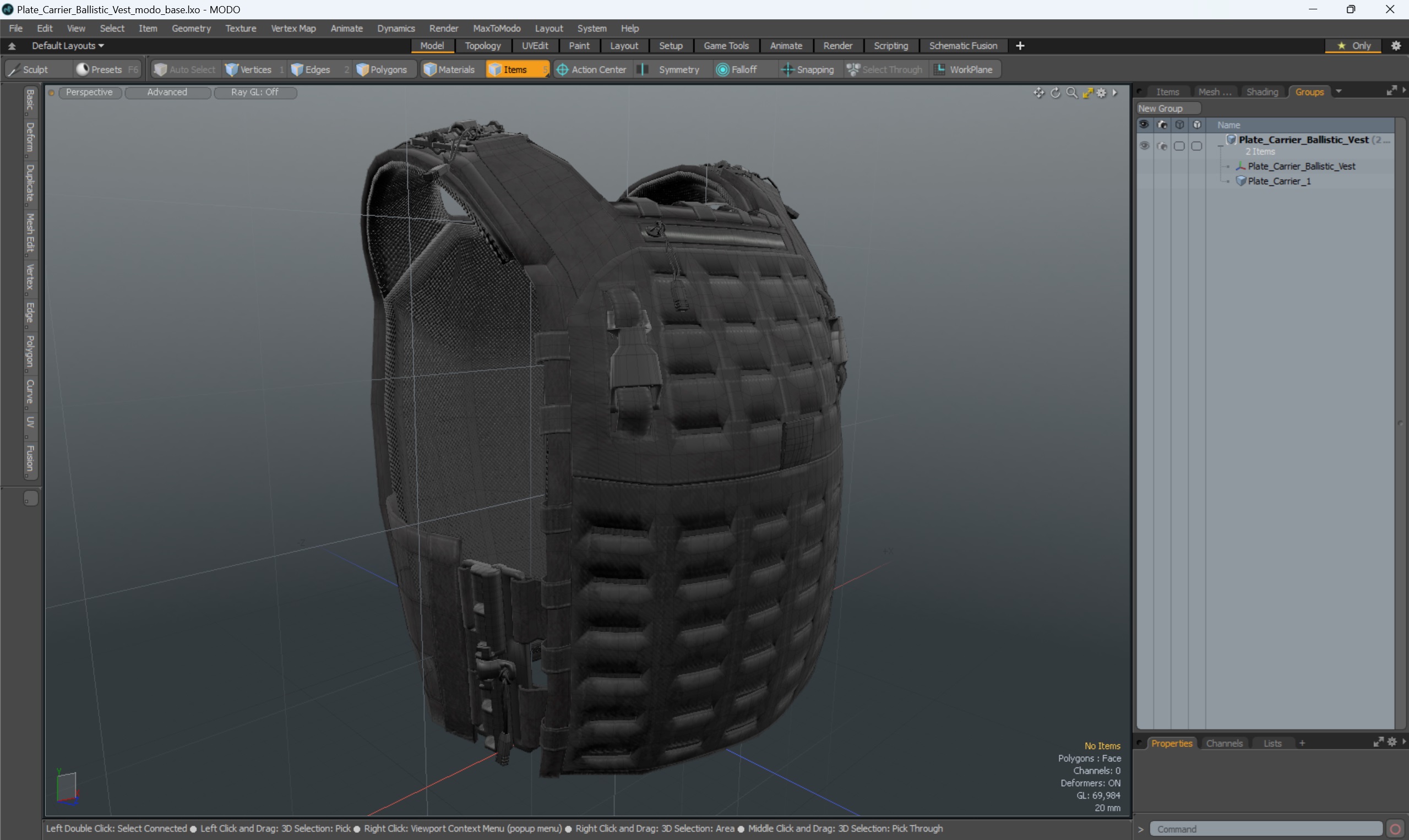 3D Plate Carrier Ballistic Vest model