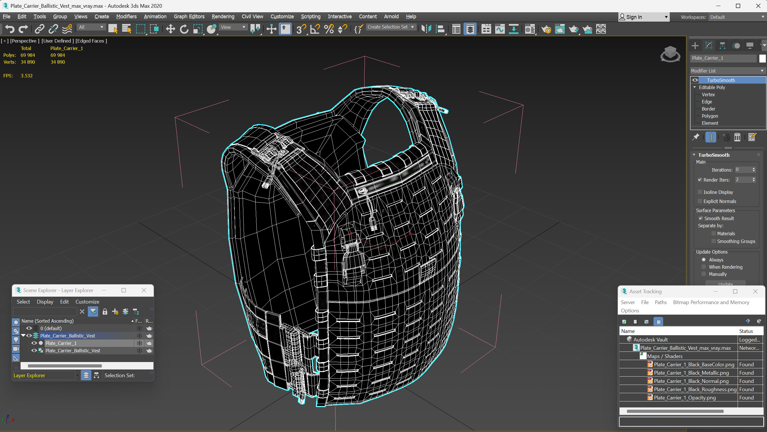 3D Plate Carrier Ballistic Vest model