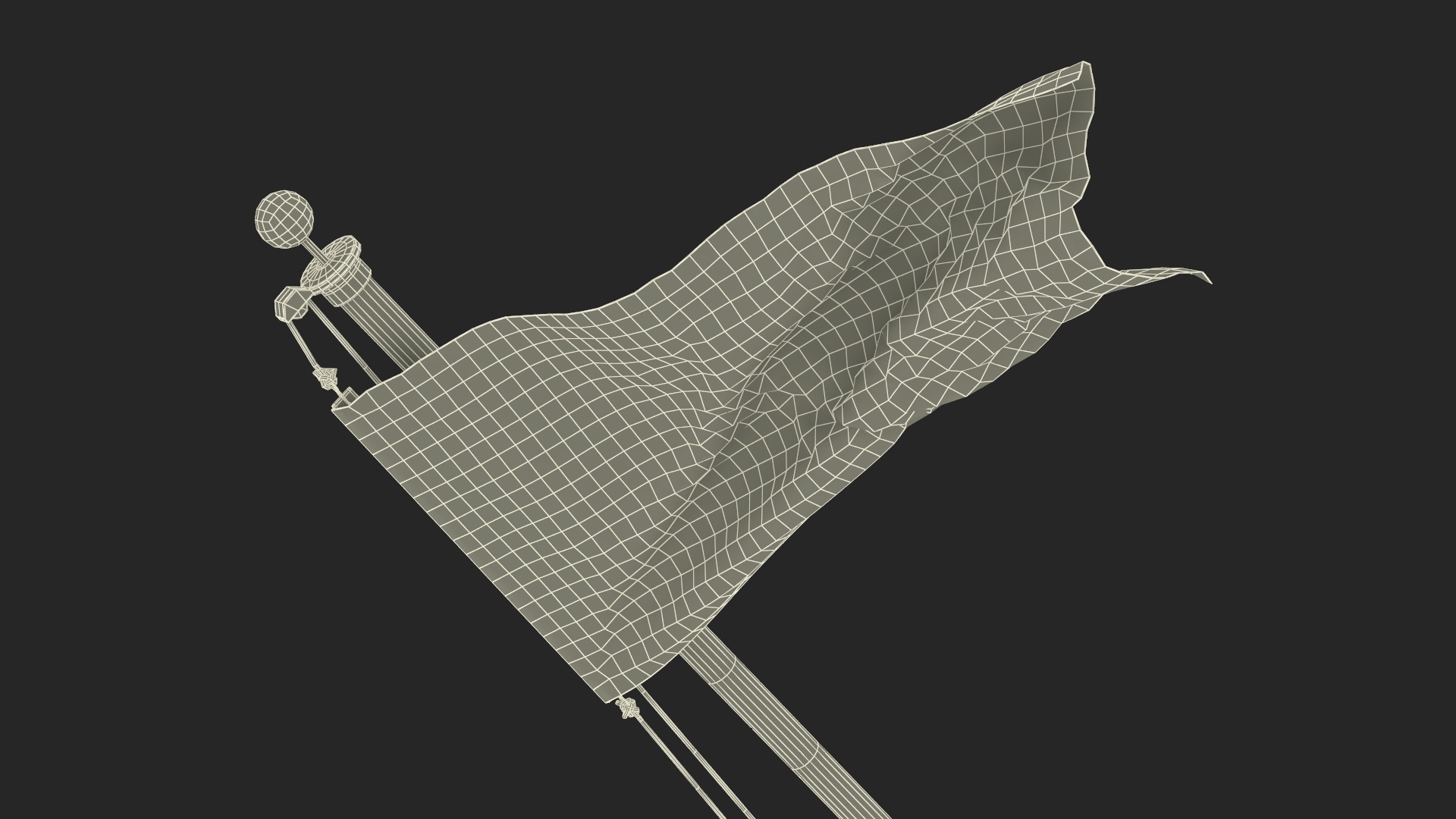 3D USA Flag on Wall Pole