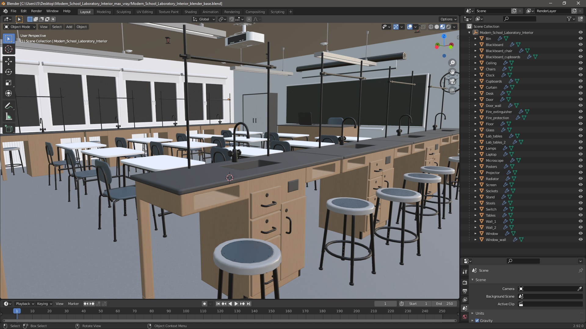 3D Modern School Laboratory Interior model