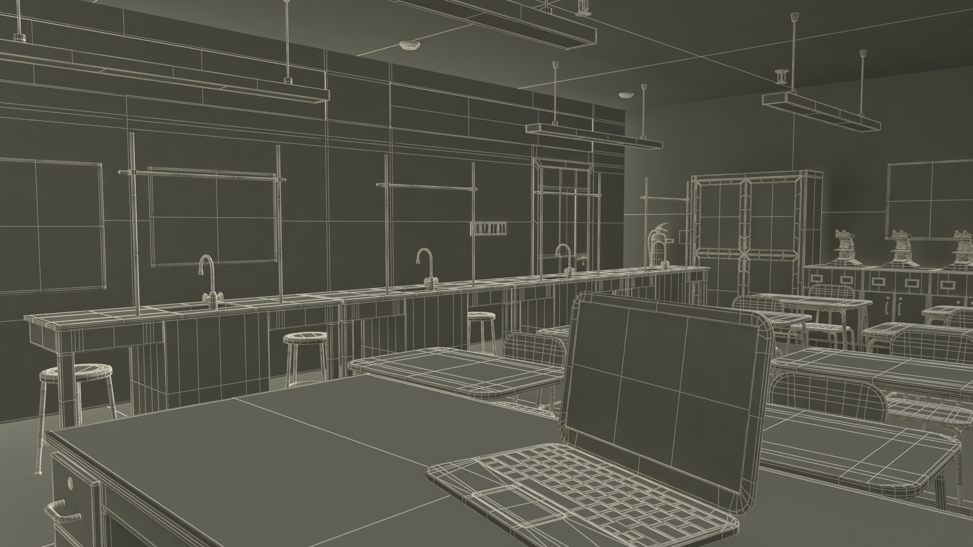 3D Modern School Laboratory Interior model
