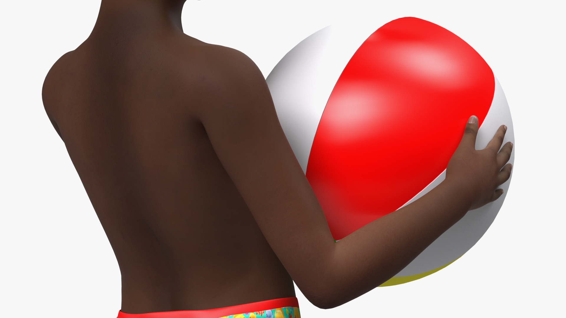 3D model Black Child Boy Holding Ball Beach Style