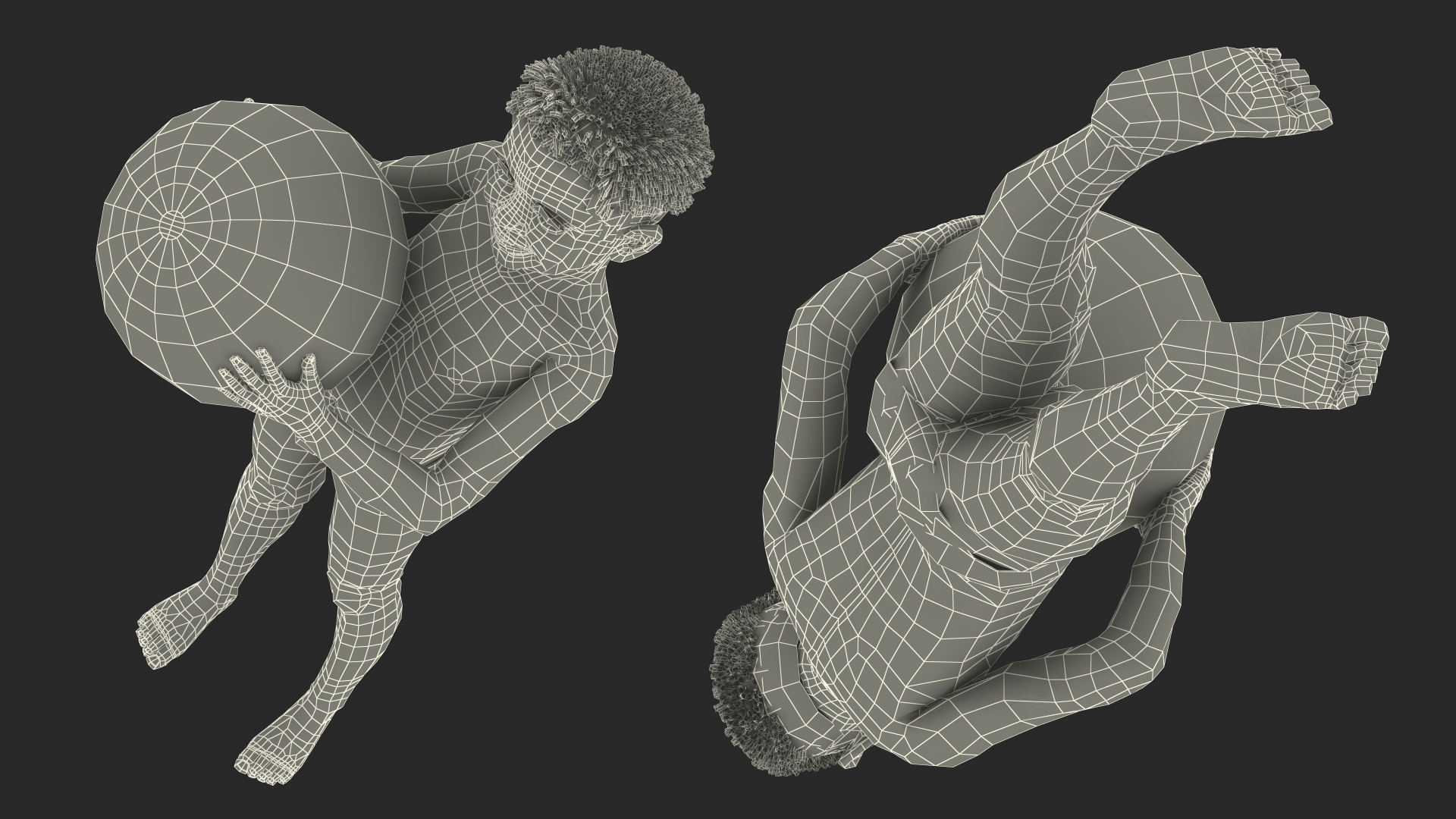 3D model Black Child Boy Holding Ball Beach Style
