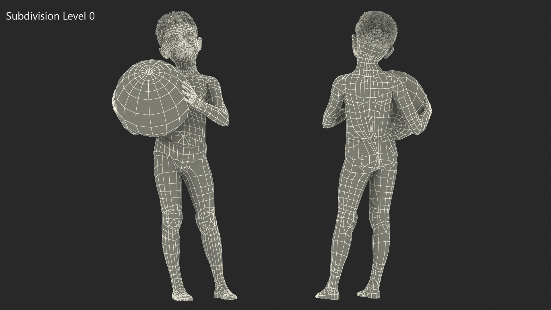 3D model Black Child Boy Holding Ball Beach Style