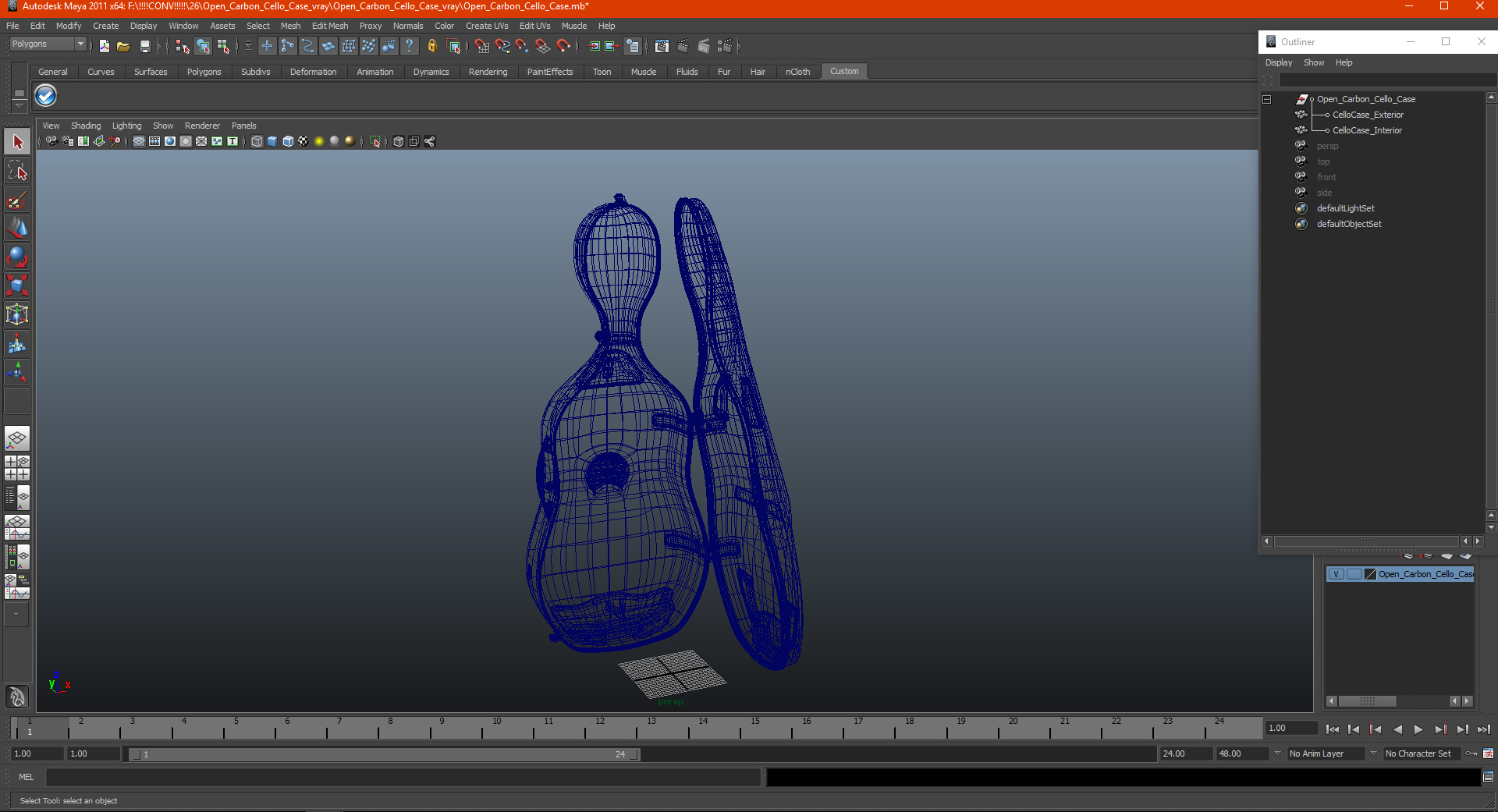 Open Carbon Cello Case 3D