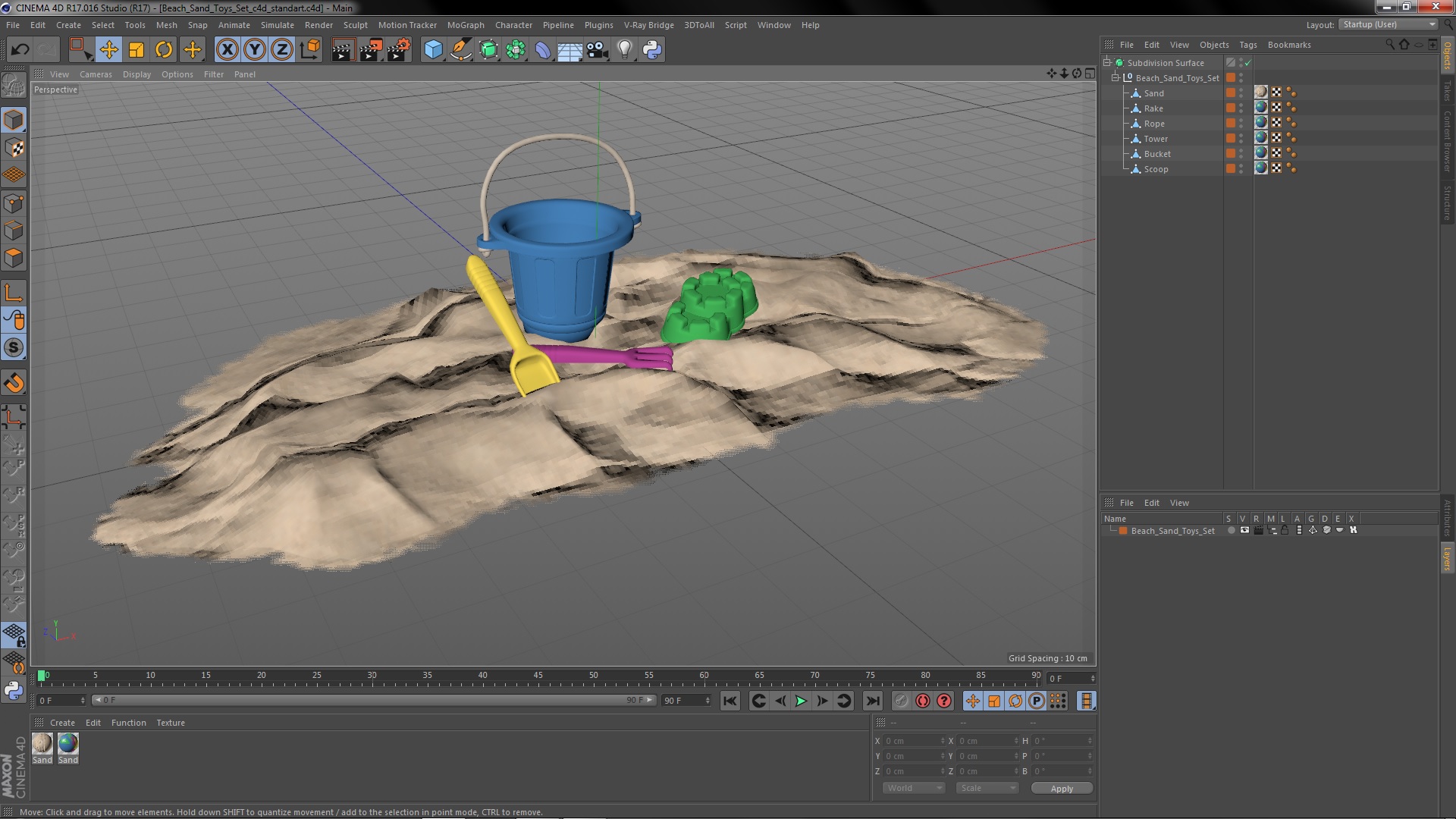 Beach Sand Toys Set 3D model