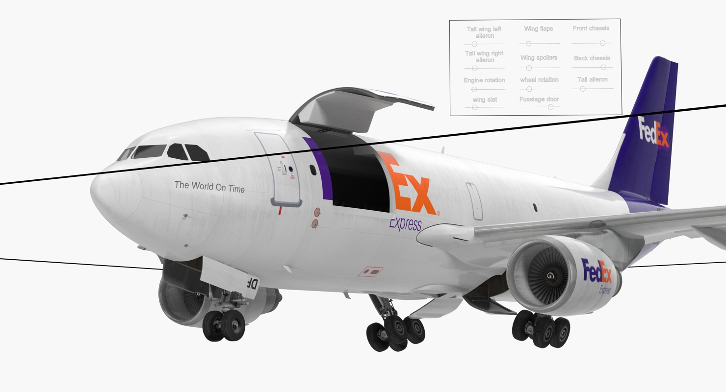 Airbus A310 300F Cargo Aircraft FedEx Rigged 3D model