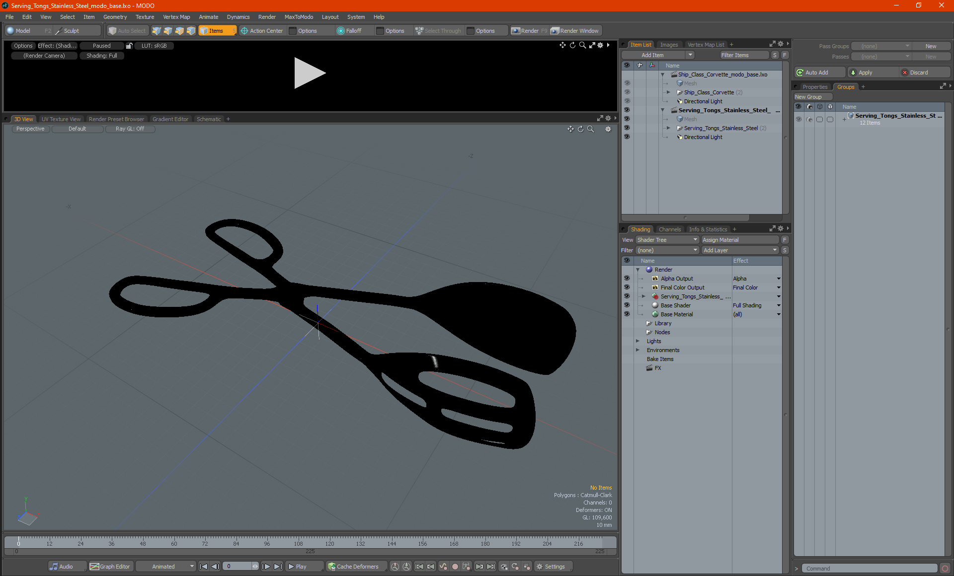 Serving Tongs Stainless Steel 3D model