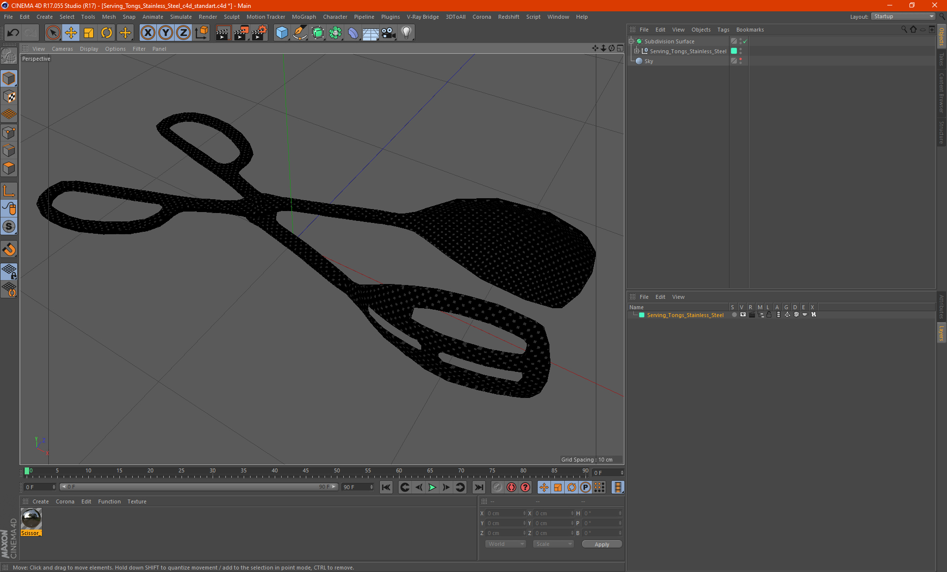 Serving Tongs Stainless Steel 3D model