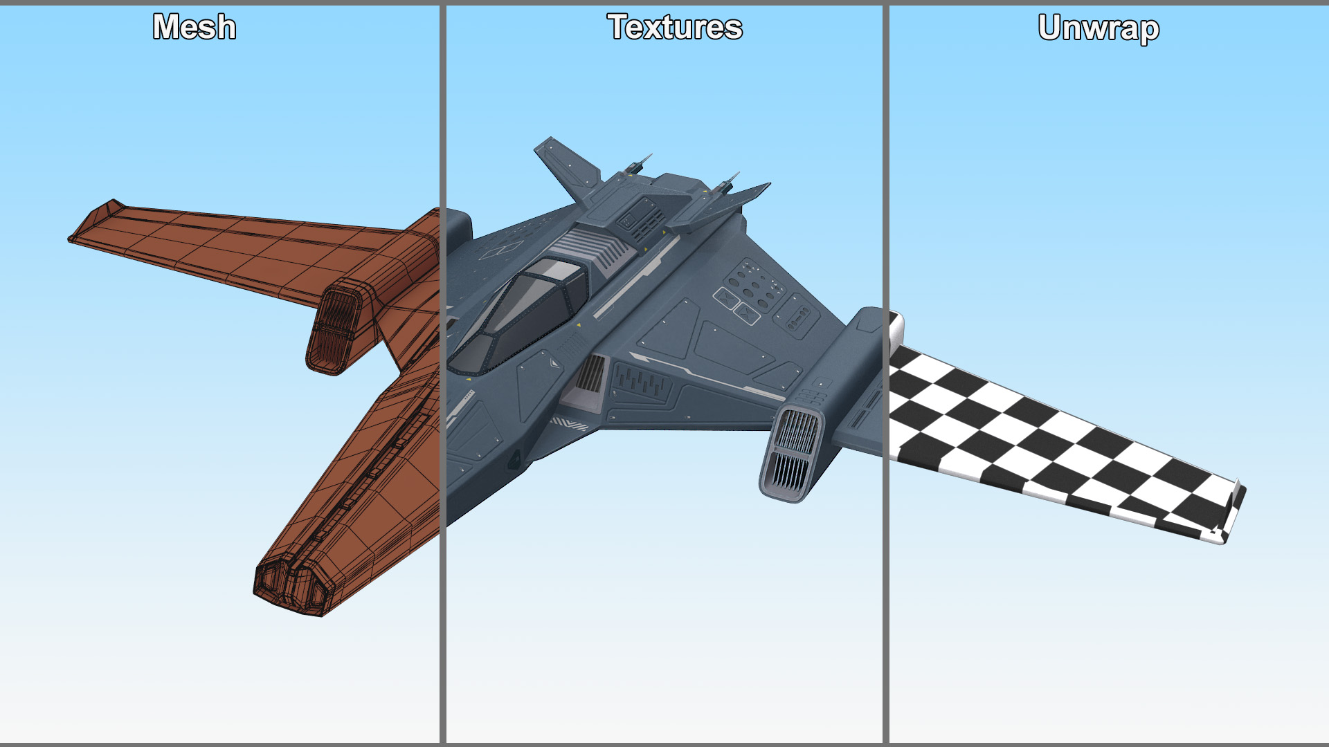3D Futuristic Space Stealth Fighter Jet