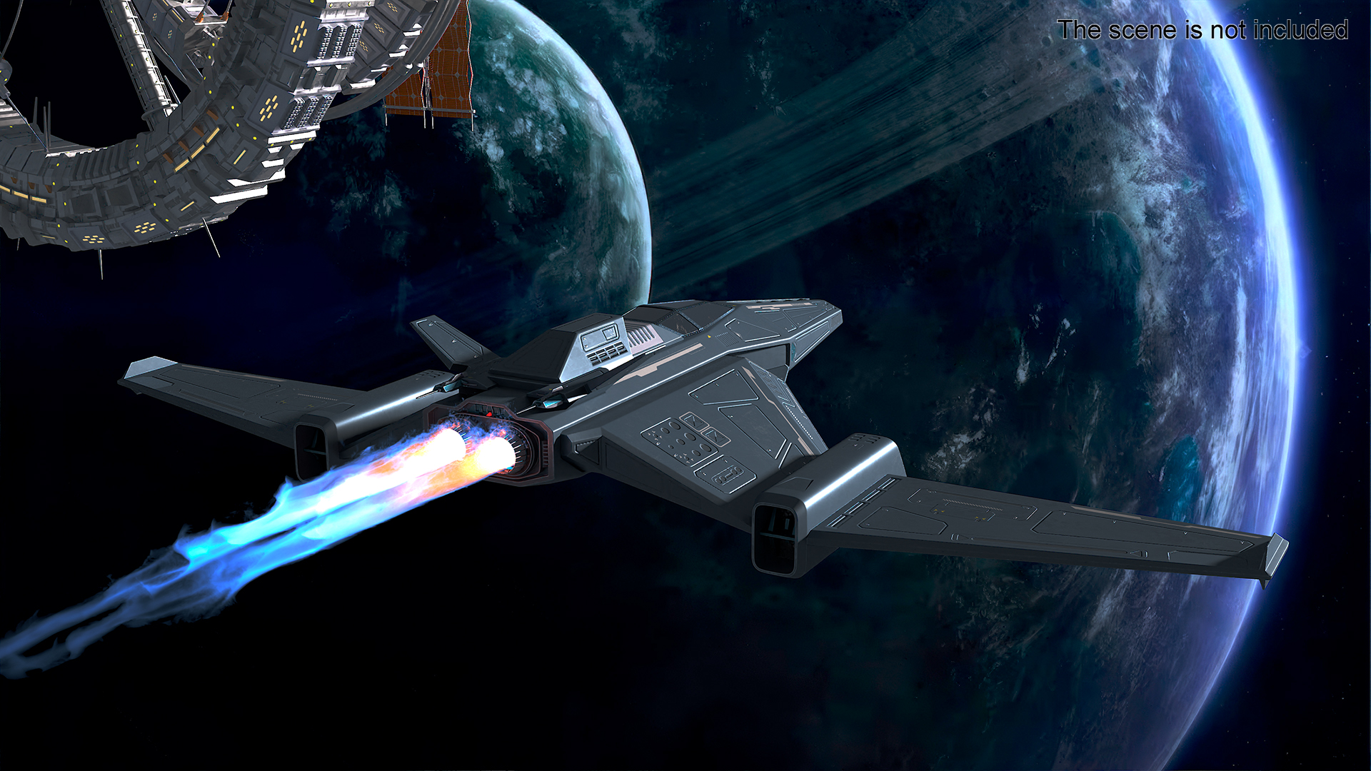 3D Futuristic Space Stealth Fighter Jet