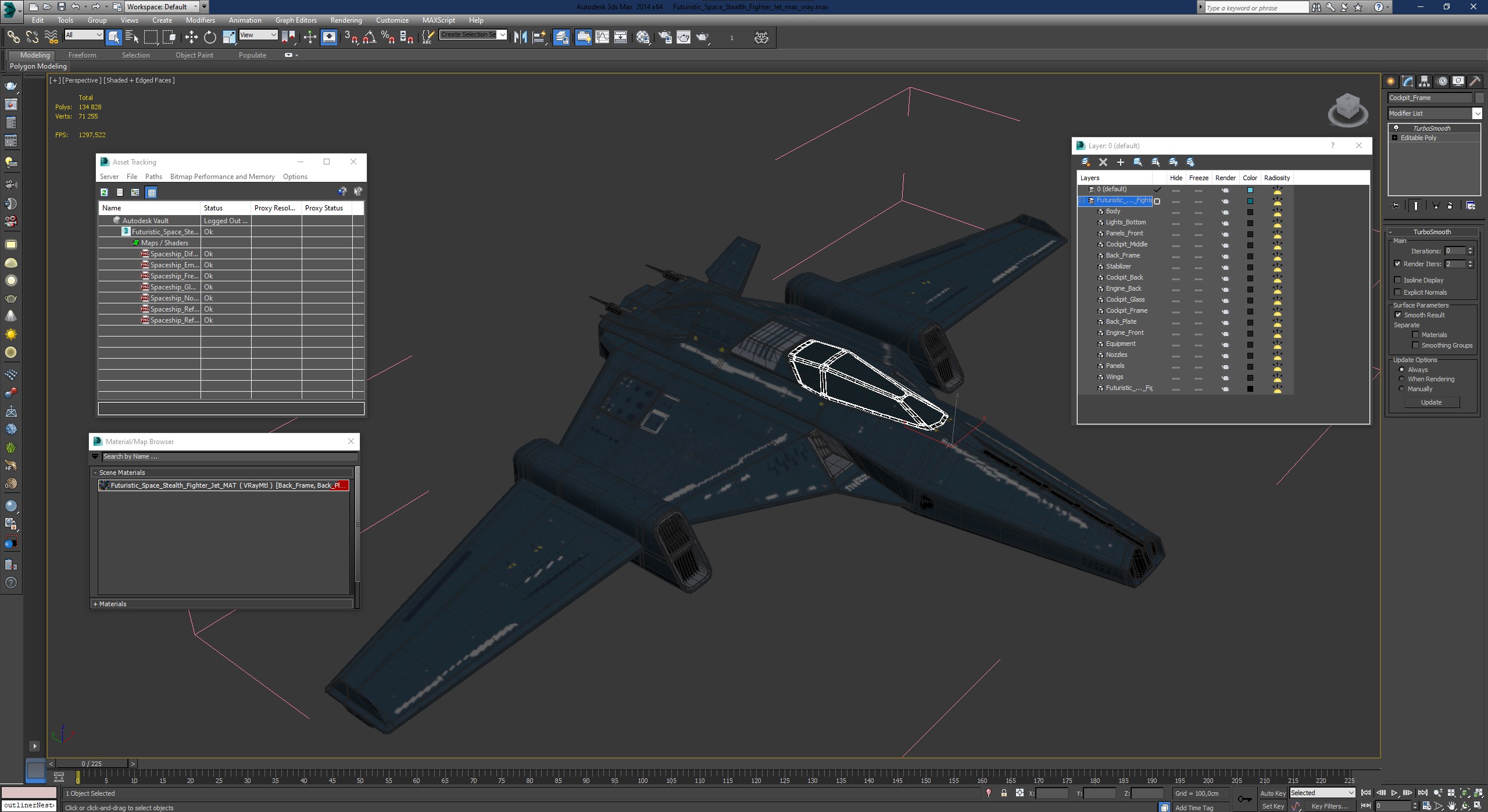 3D Futuristic Space Stealth Fighter Jet