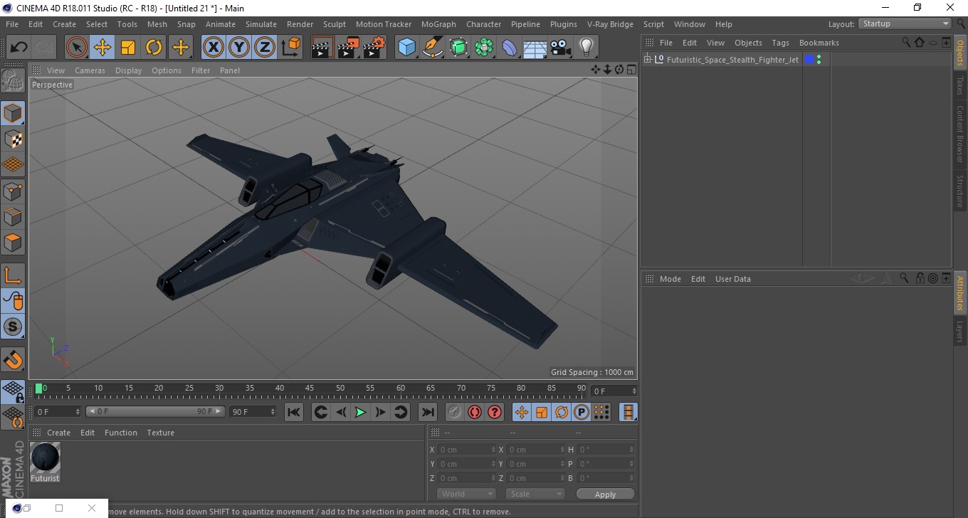 3D Futuristic Space Stealth Fighter Jet