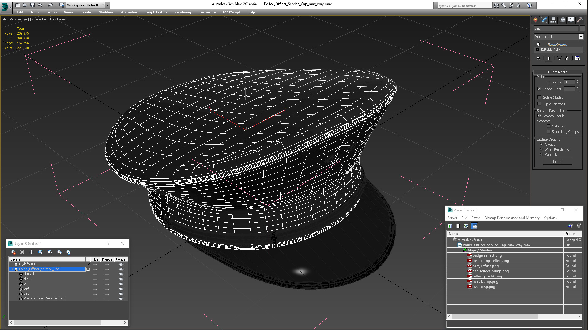 3D Police Officer Service Cap