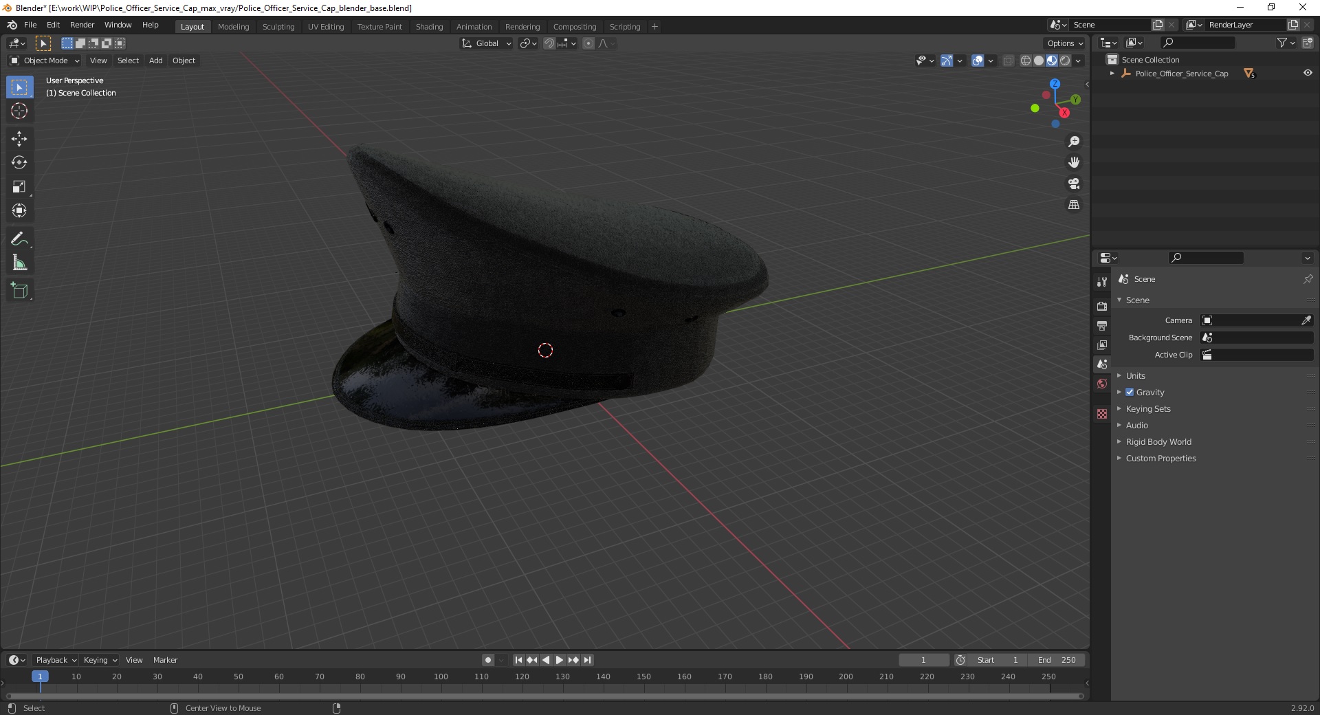 3D Police Officer Service Cap