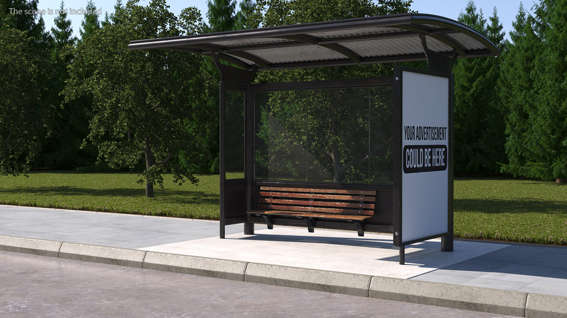 3D Bus Stop Black Old model