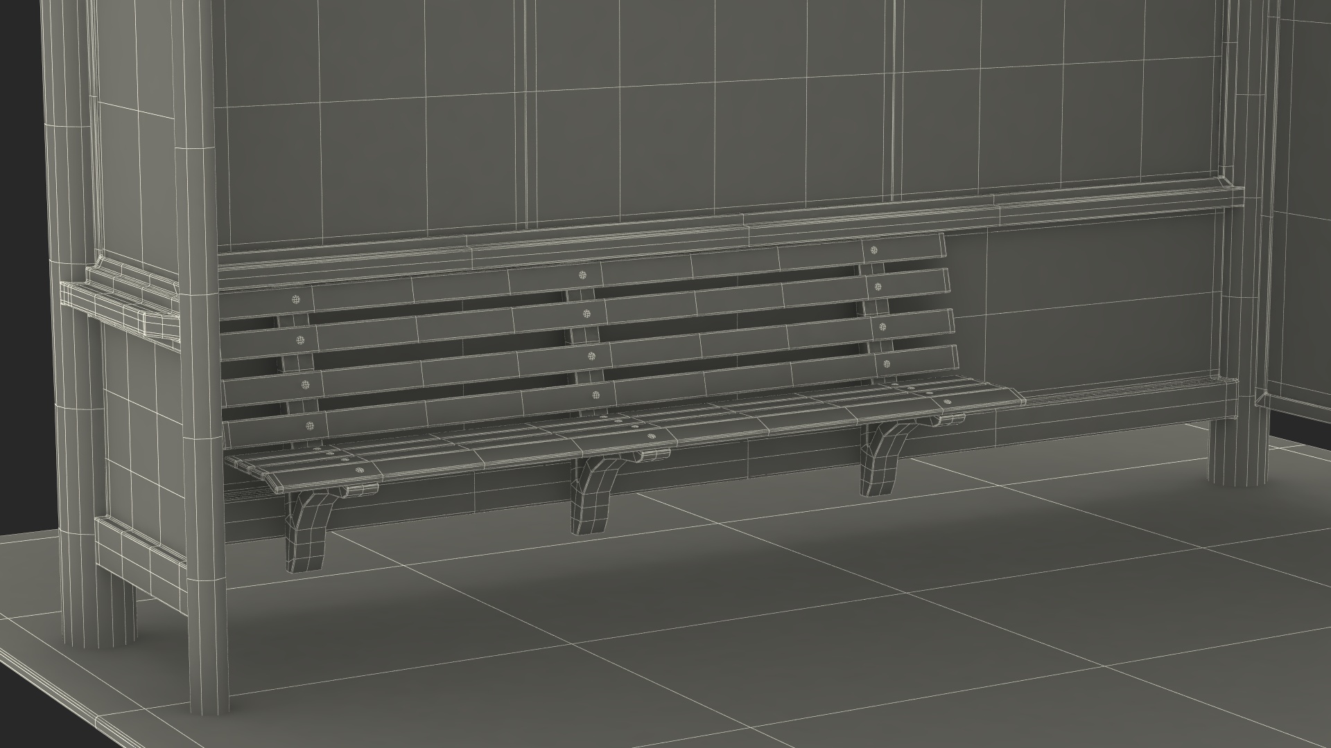 3D Bus Stop Black Old model