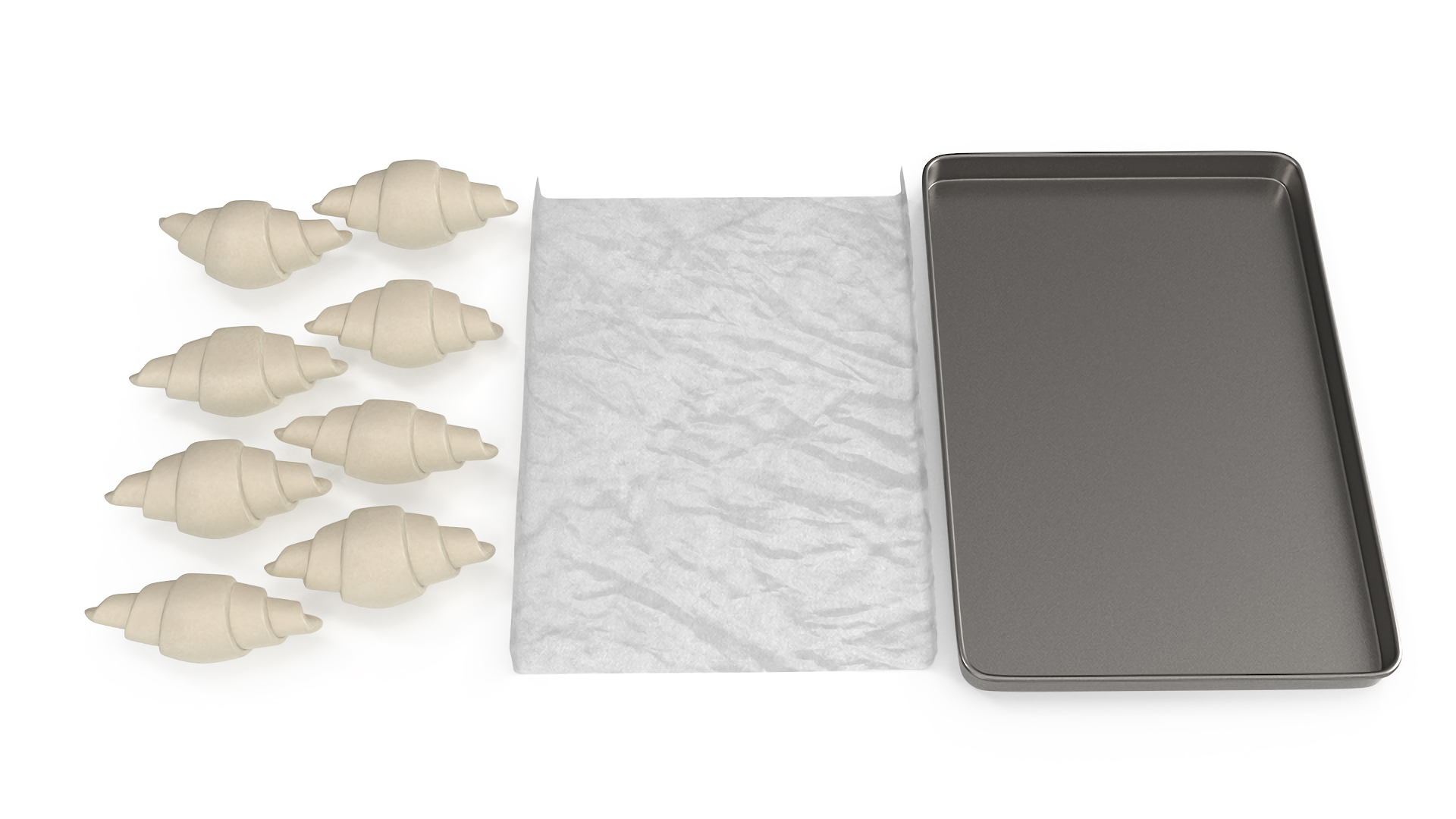 3D model Traditional French Croissants Dough