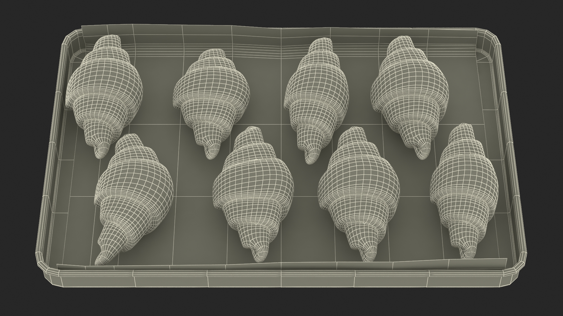 3D model Traditional French Croissants Dough