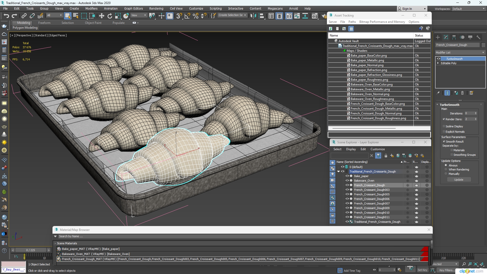 3D model Traditional French Croissants Dough