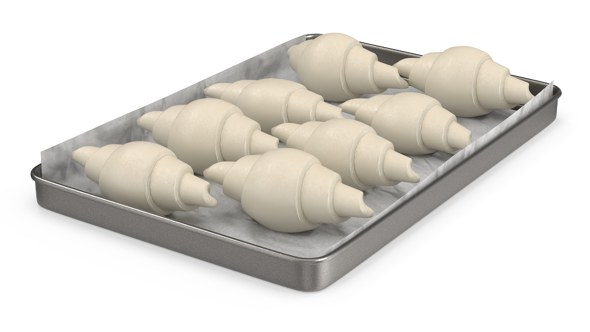 3D model Traditional French Croissants Dough