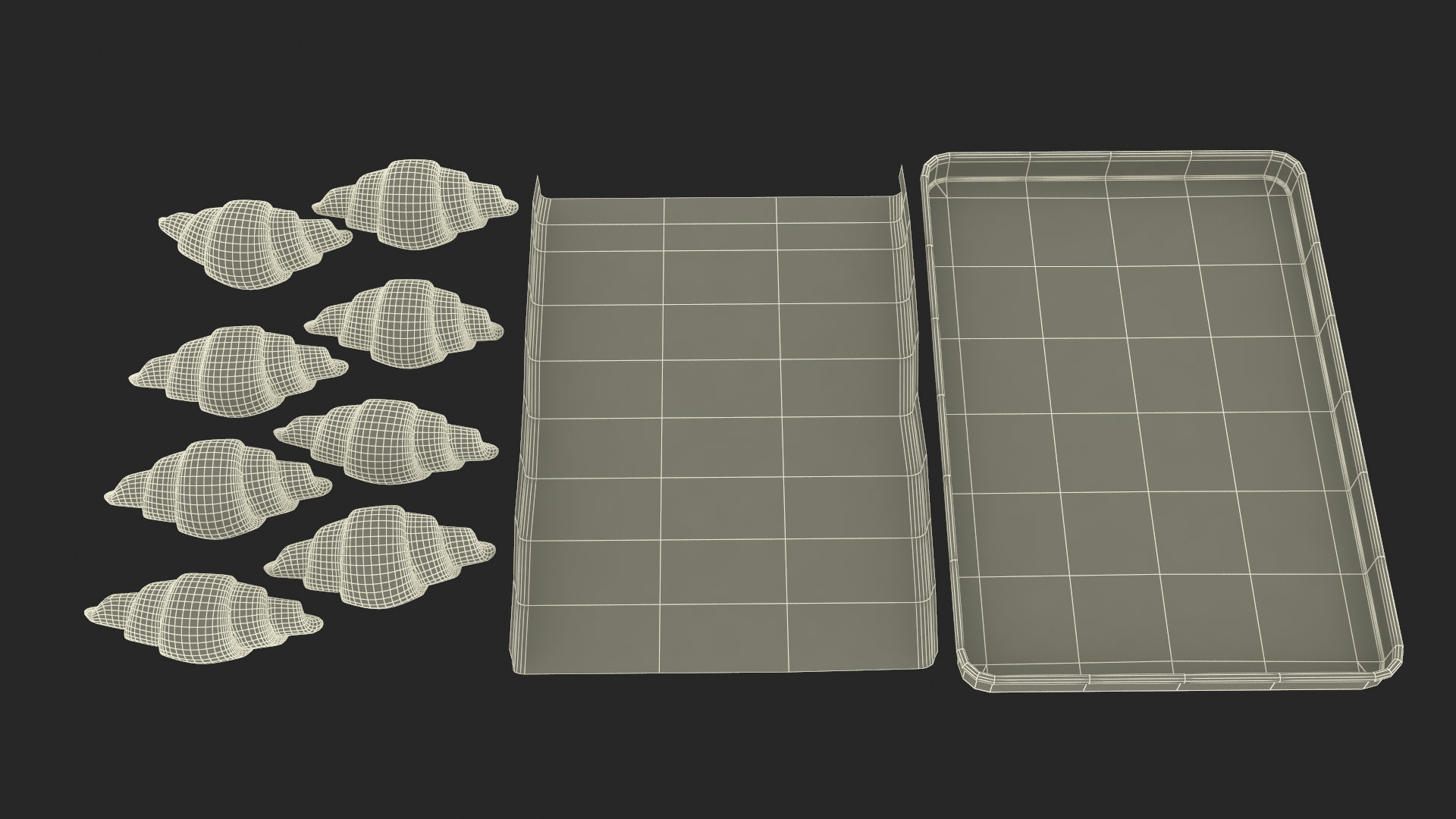 3D model Traditional French Croissants Dough