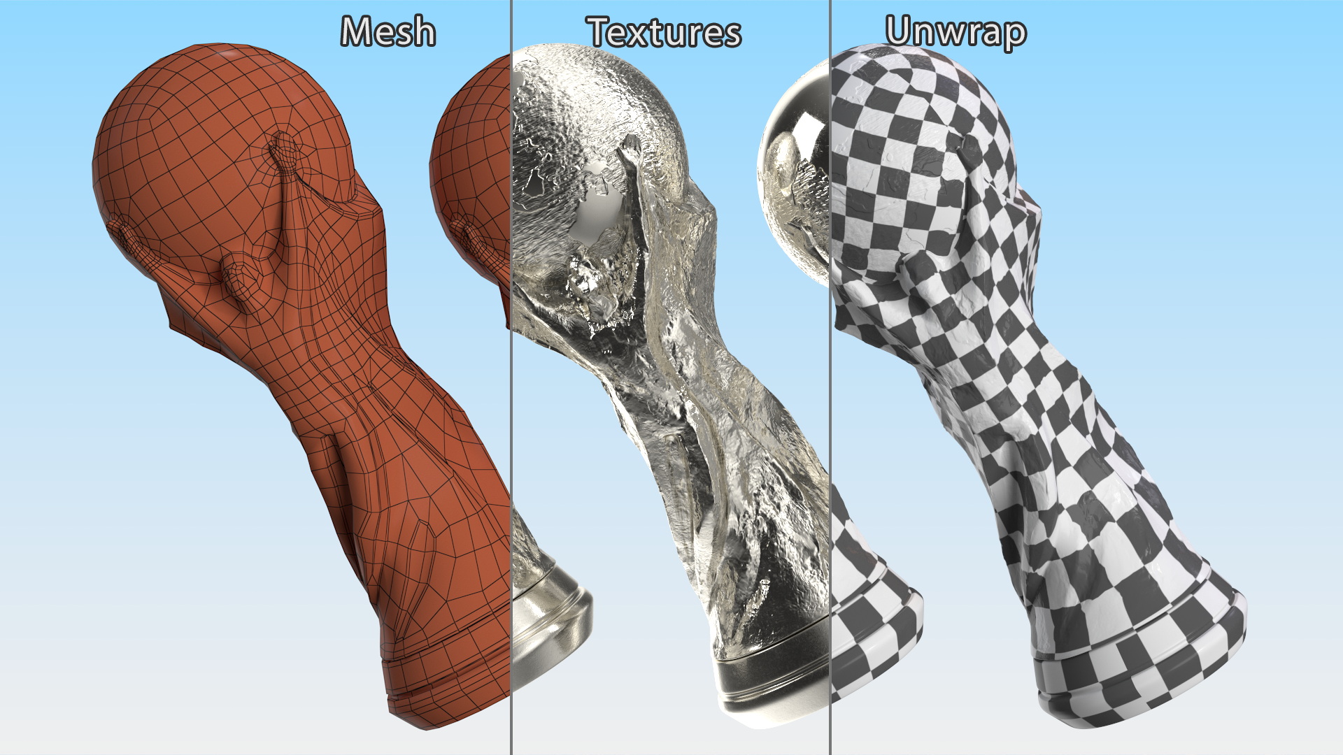 3D Silver Football Cup Trophy