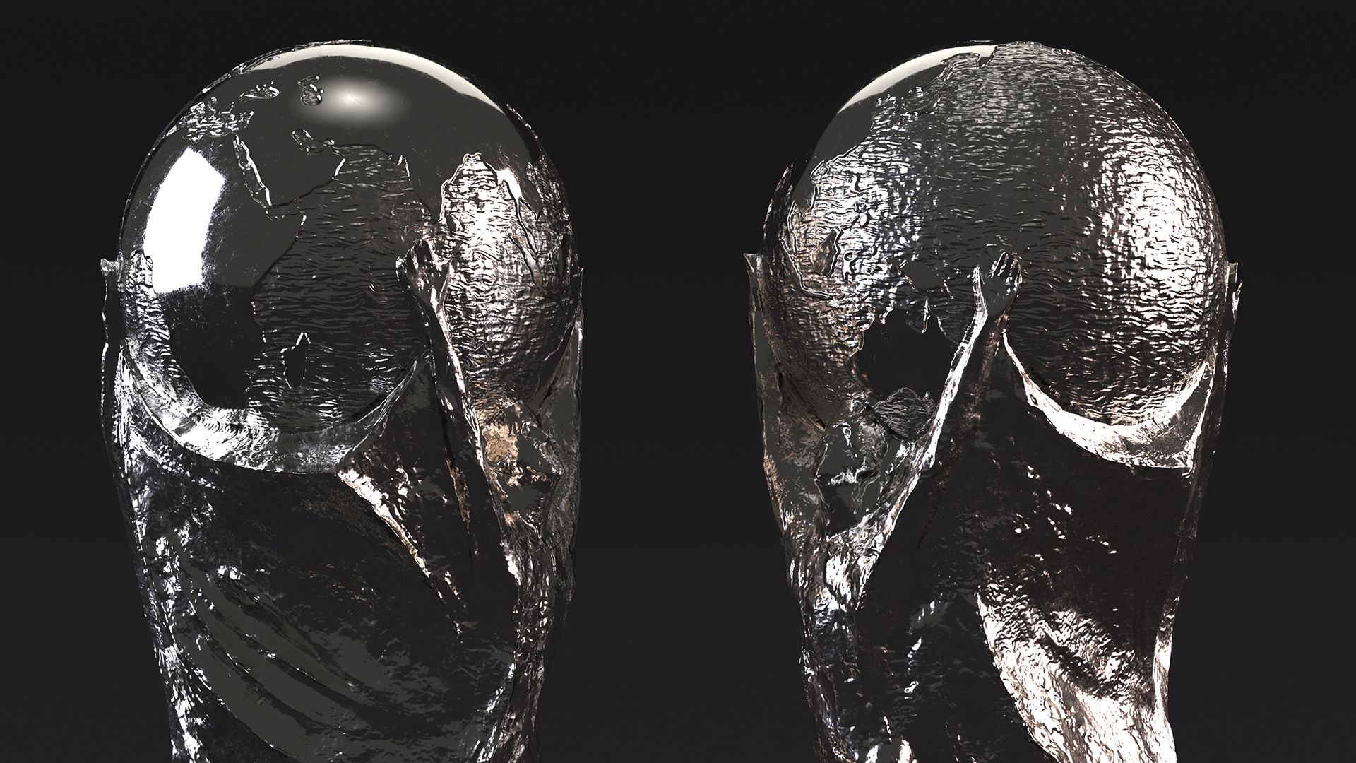 3D Silver Football Cup Trophy