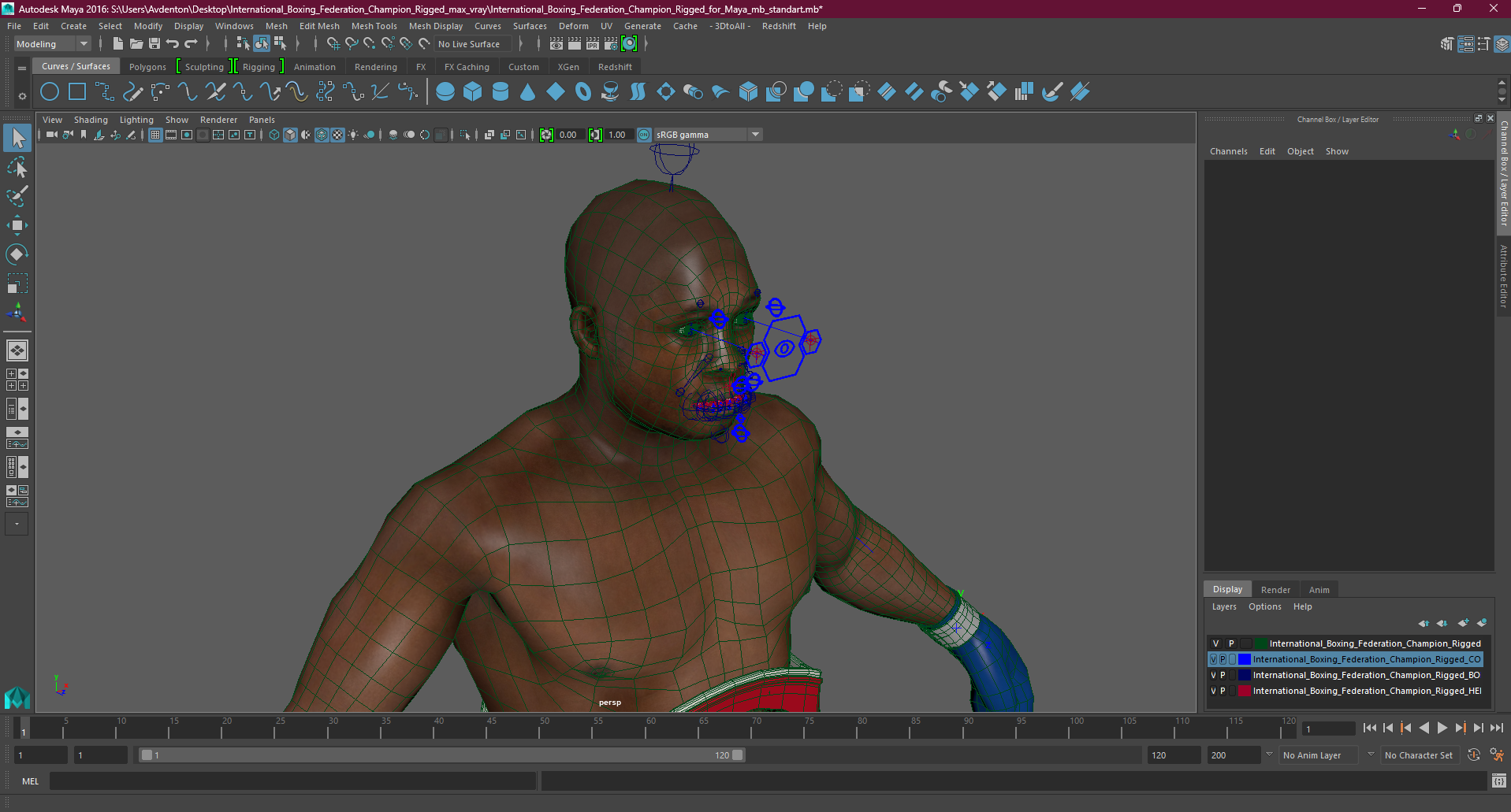 3D International Boxing Federation Champion Rigged for Maya