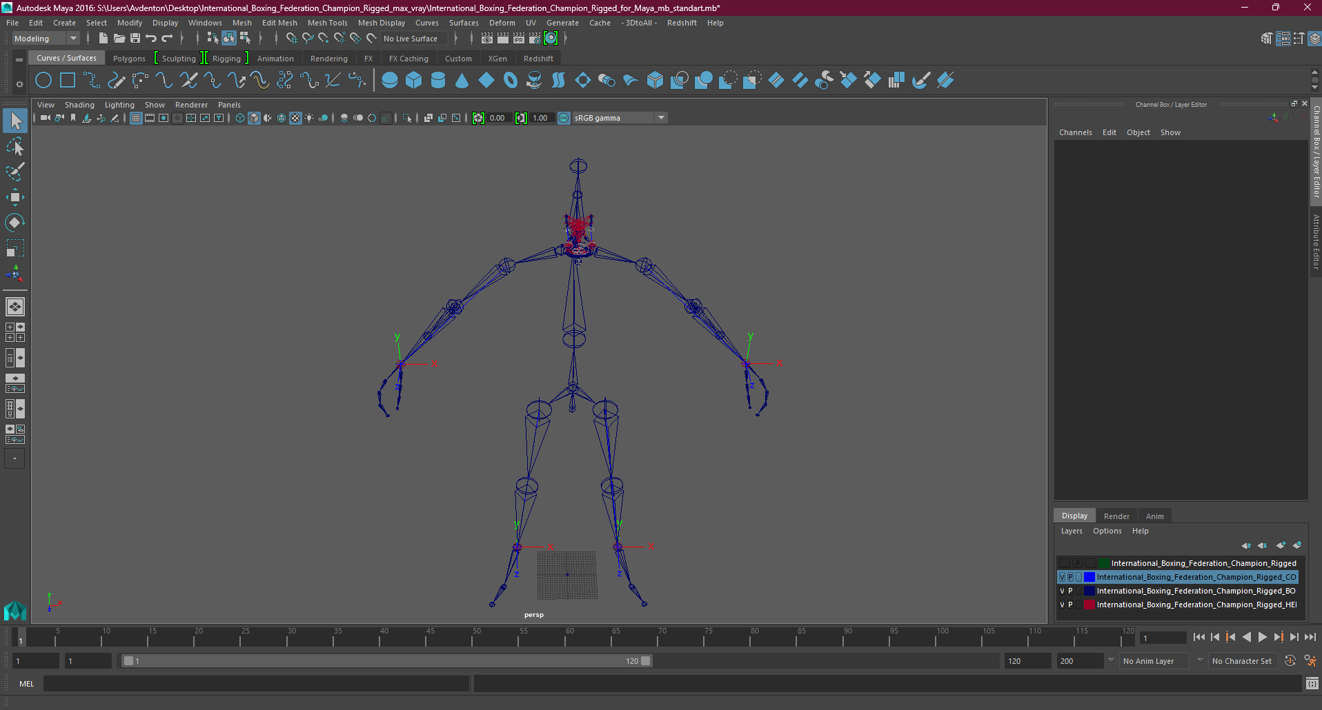 3D International Boxing Federation Champion Rigged for Maya