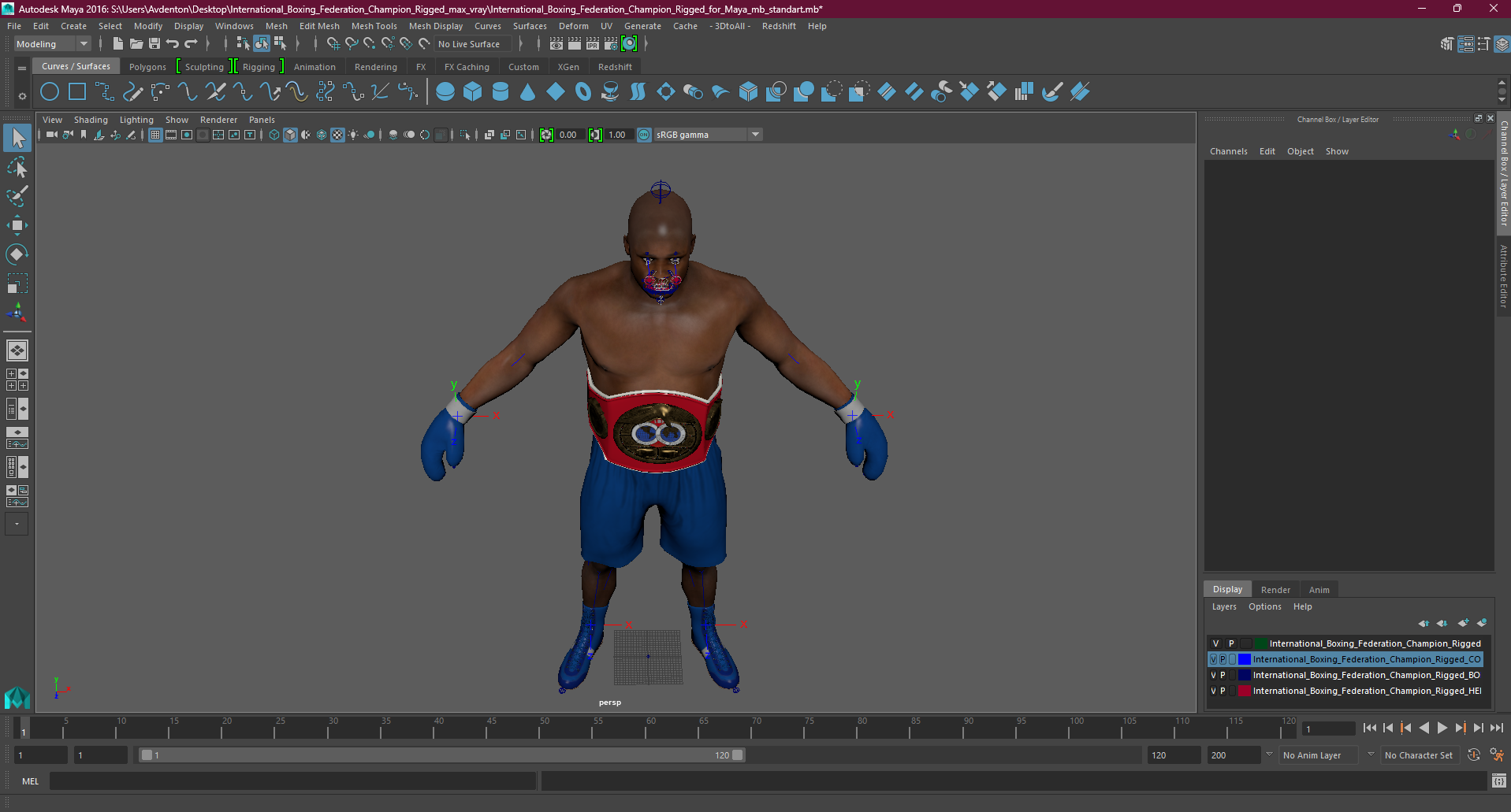 3D International Boxing Federation Champion Rigged for Maya