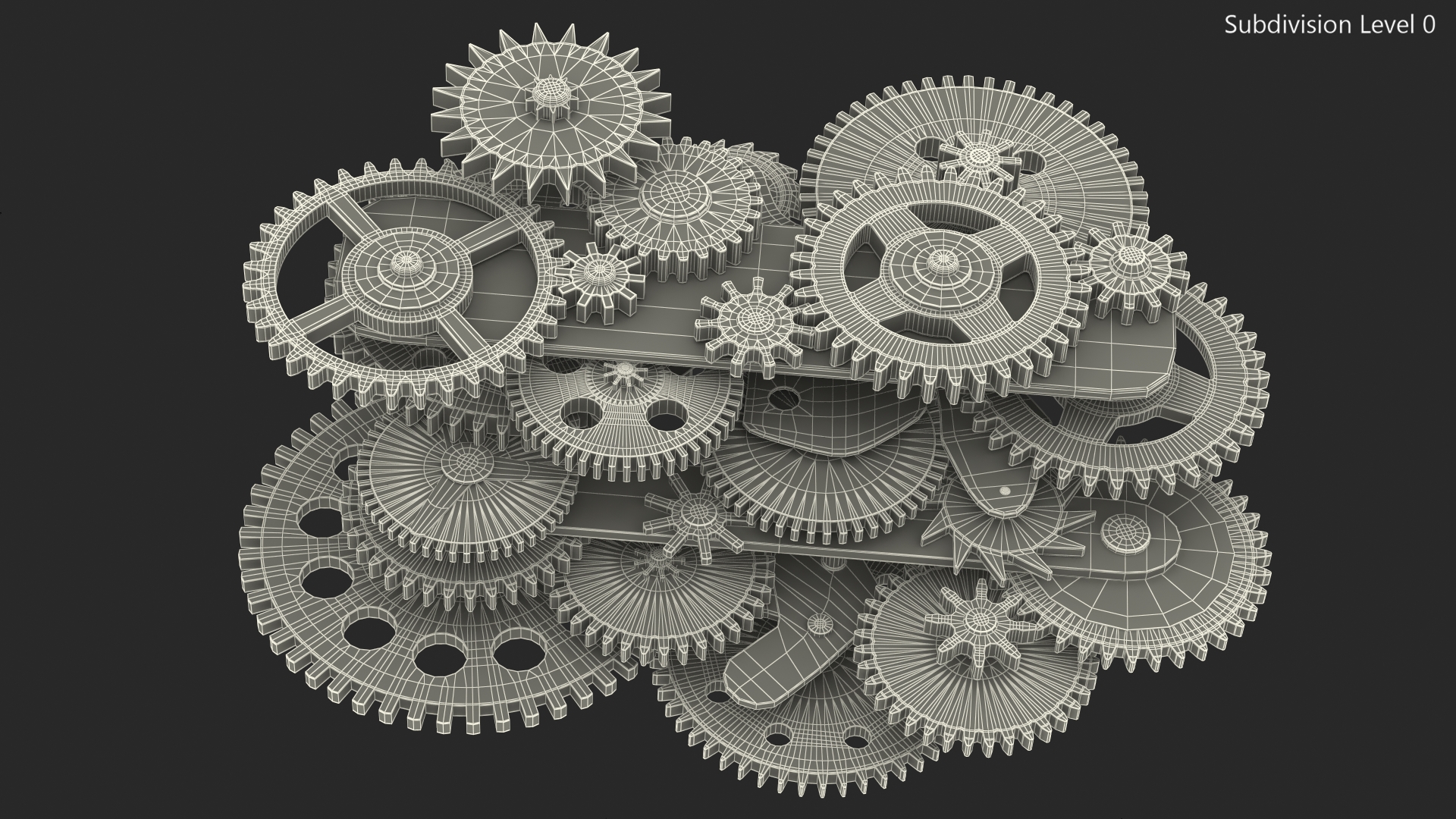 3D model Clockwork Gear Mechanism Mixed