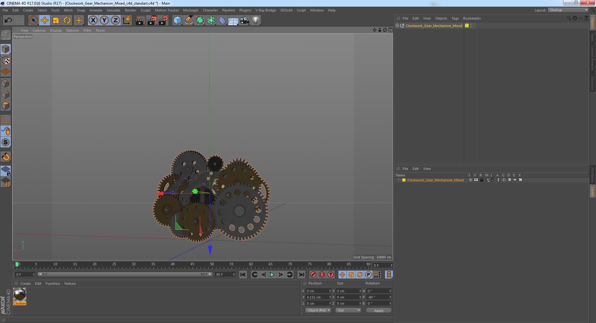 3D model Clockwork Gear Mechanism Mixed