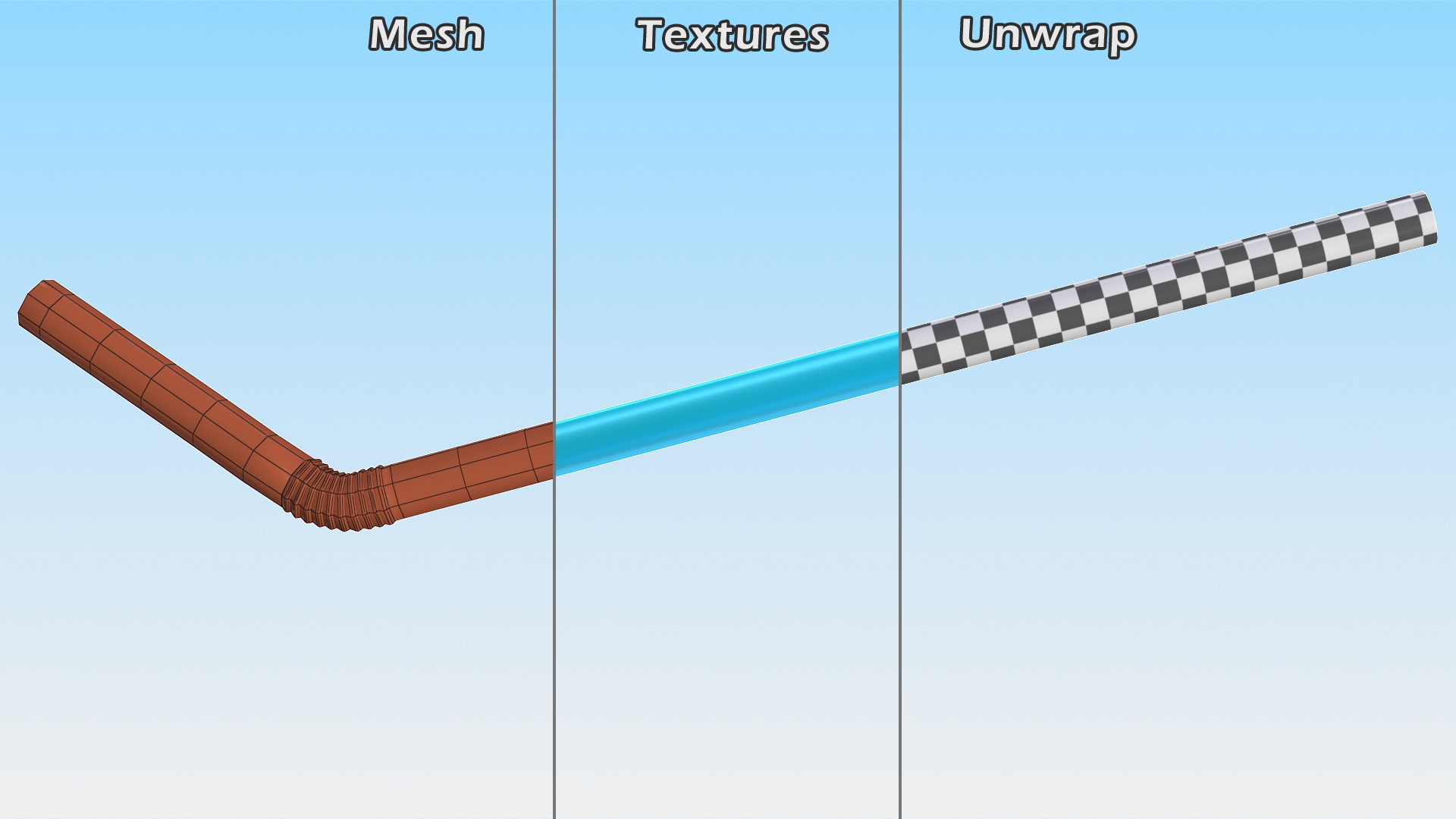 Flexible Plastic Straw 3D