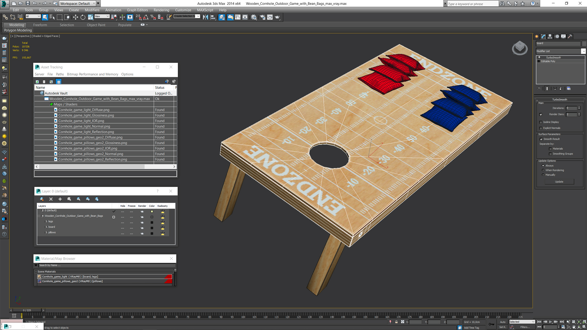 3D Wooden Cornhole Outdoor Game with Bean Bags model