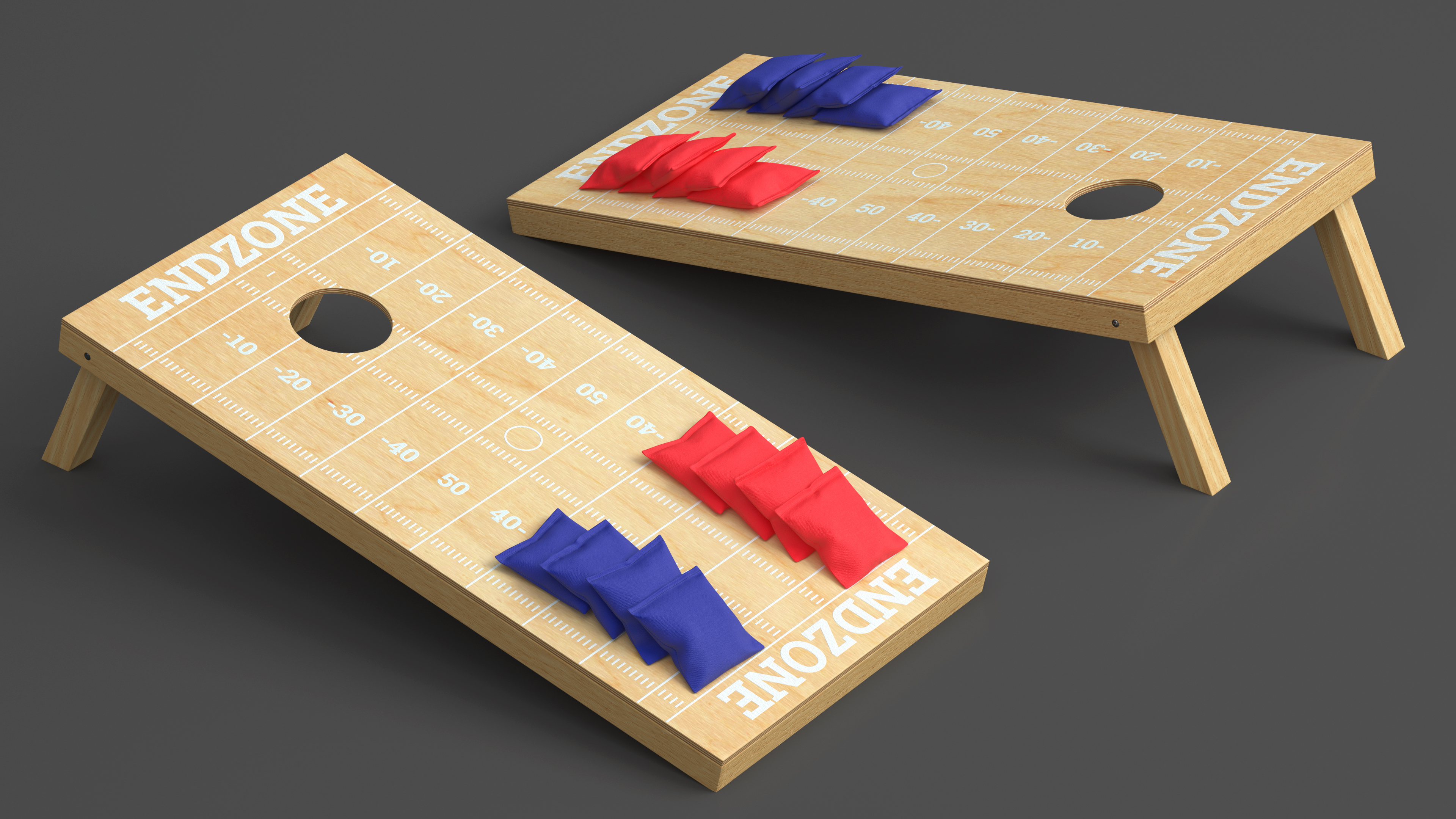3D Wooden Cornhole Outdoor Game with Bean Bags model