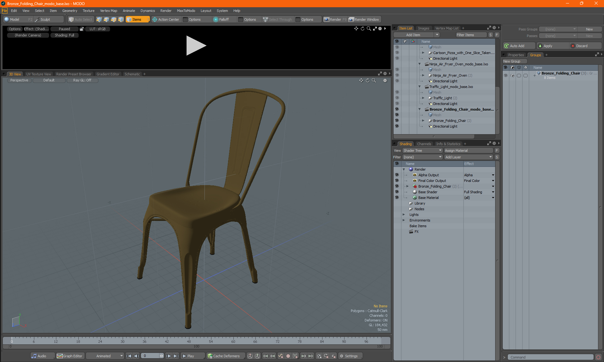 3D model Bronze Folding Chair