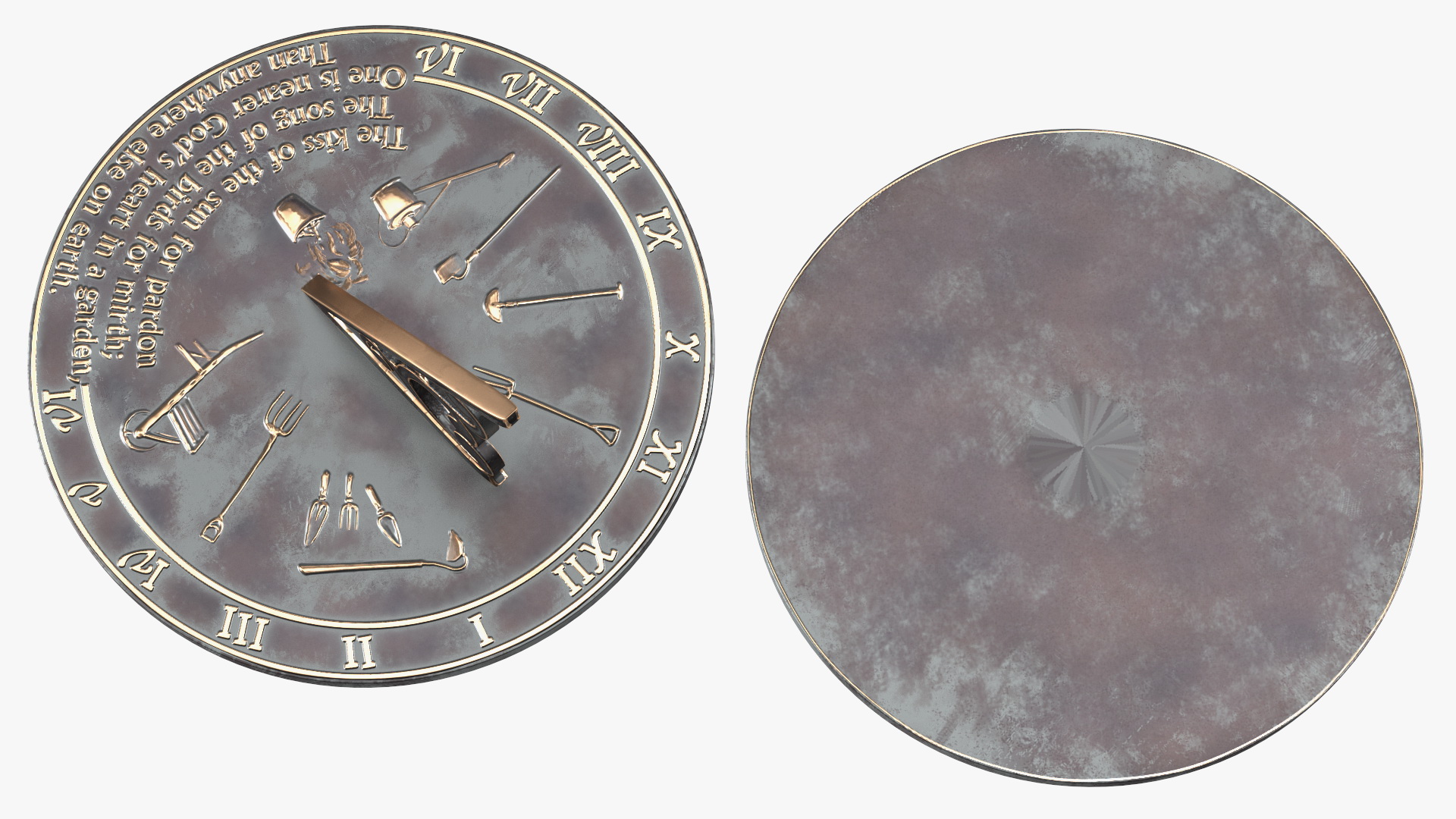3D model Solid Brass Horizontal Sundial