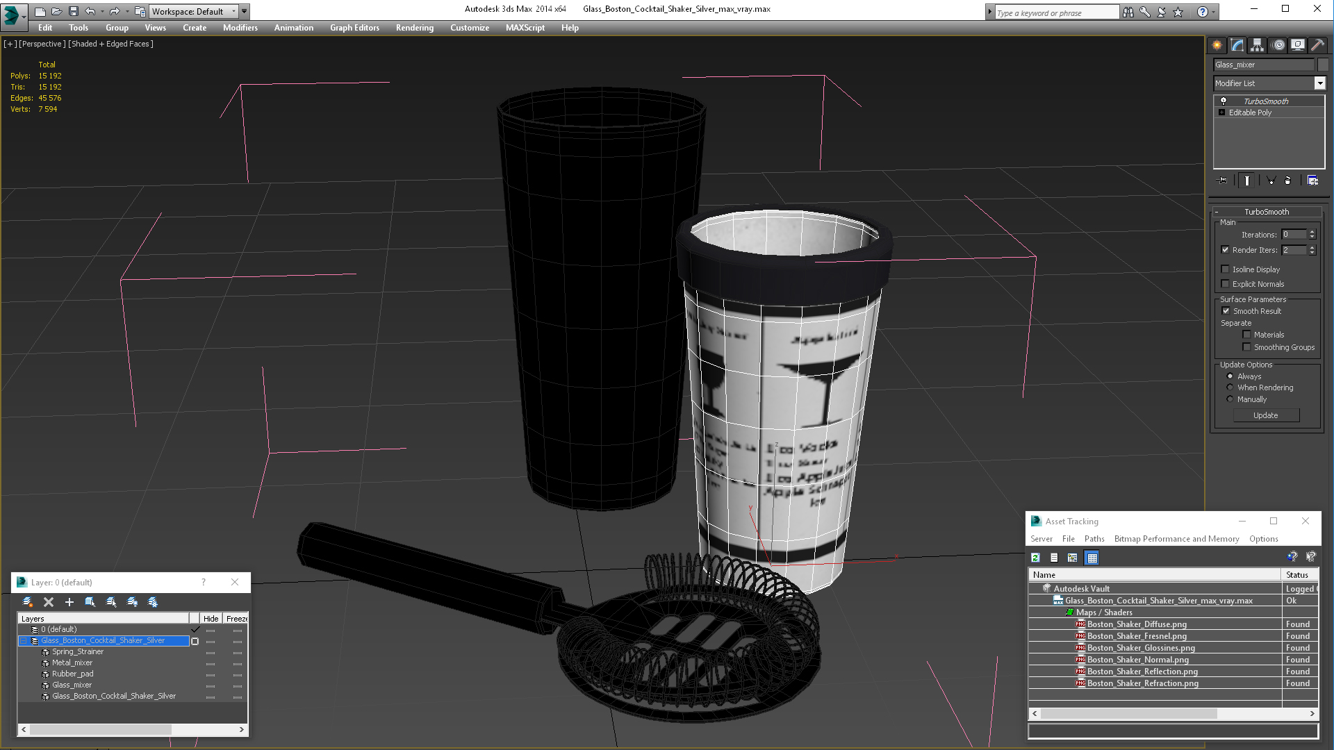 3D model Glass Boston Cocktail Shaker Silver