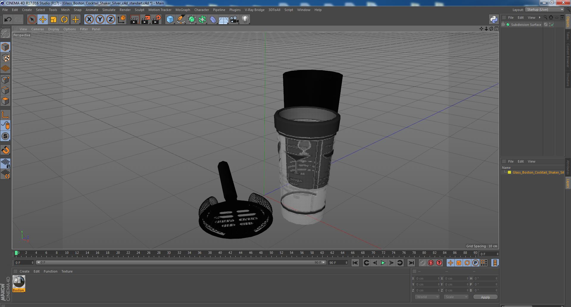 3D model Glass Boston Cocktail Shaker Silver